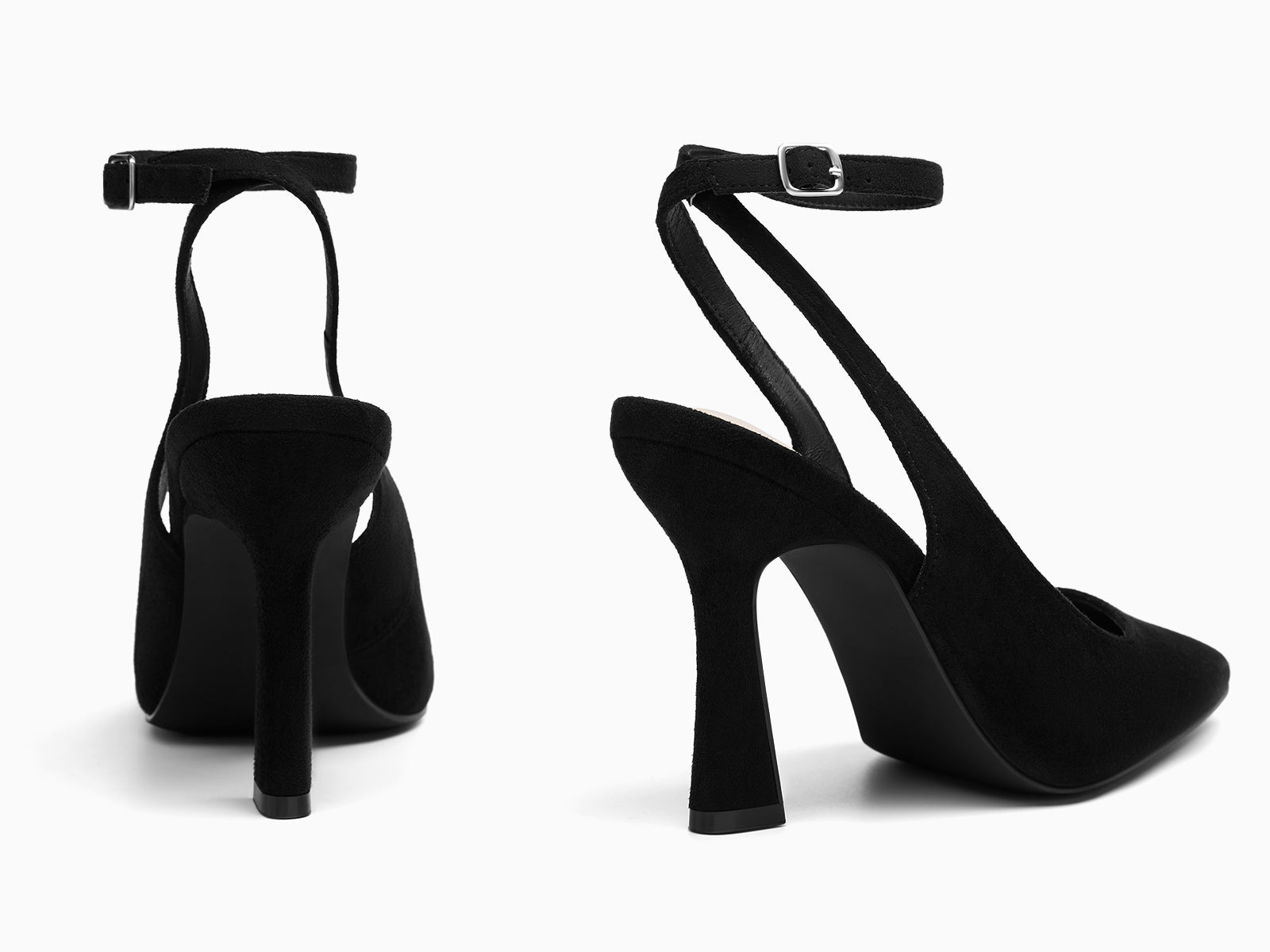 Coutgo Womens Cool Black Slingback Heels