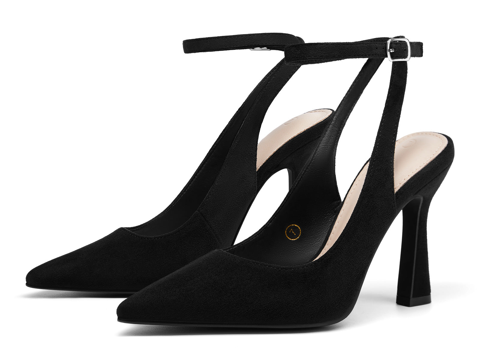 Coutgo Womens Cool Black Slingback Heels