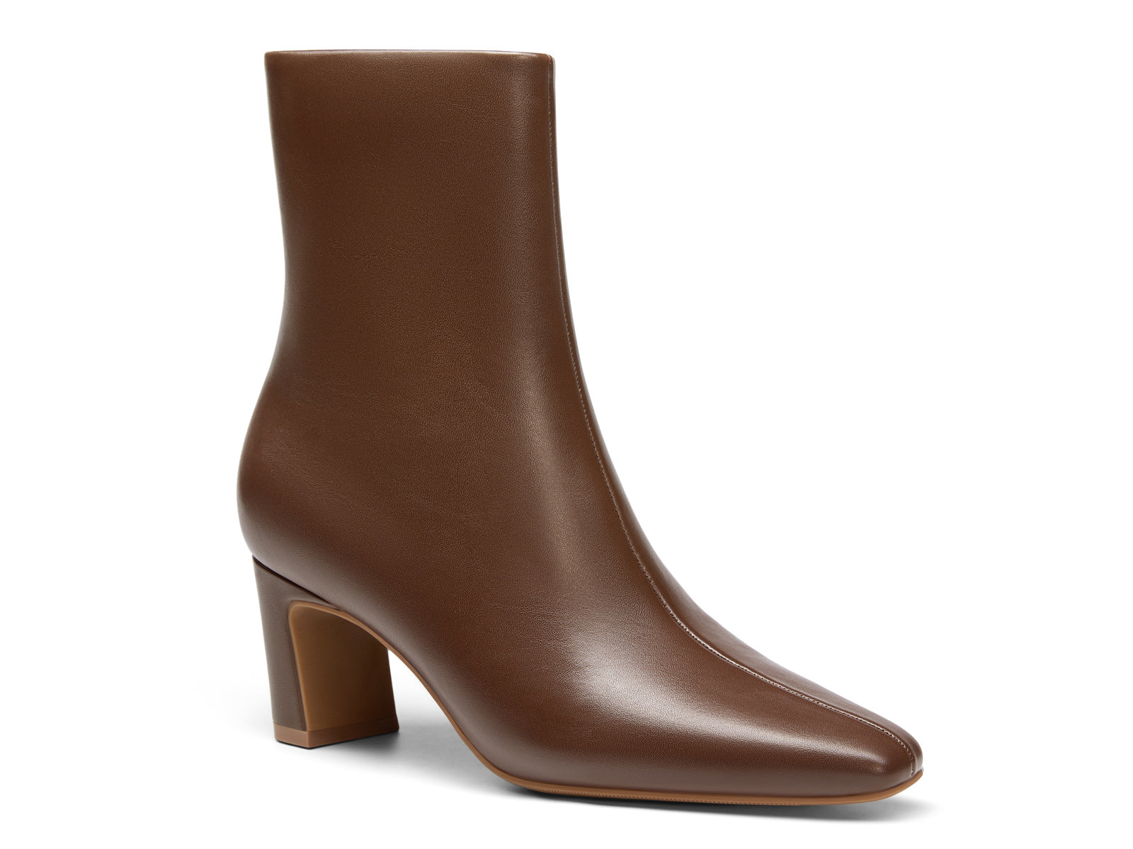Coutgo PU Dark Brown Square Toe Ankle Boots