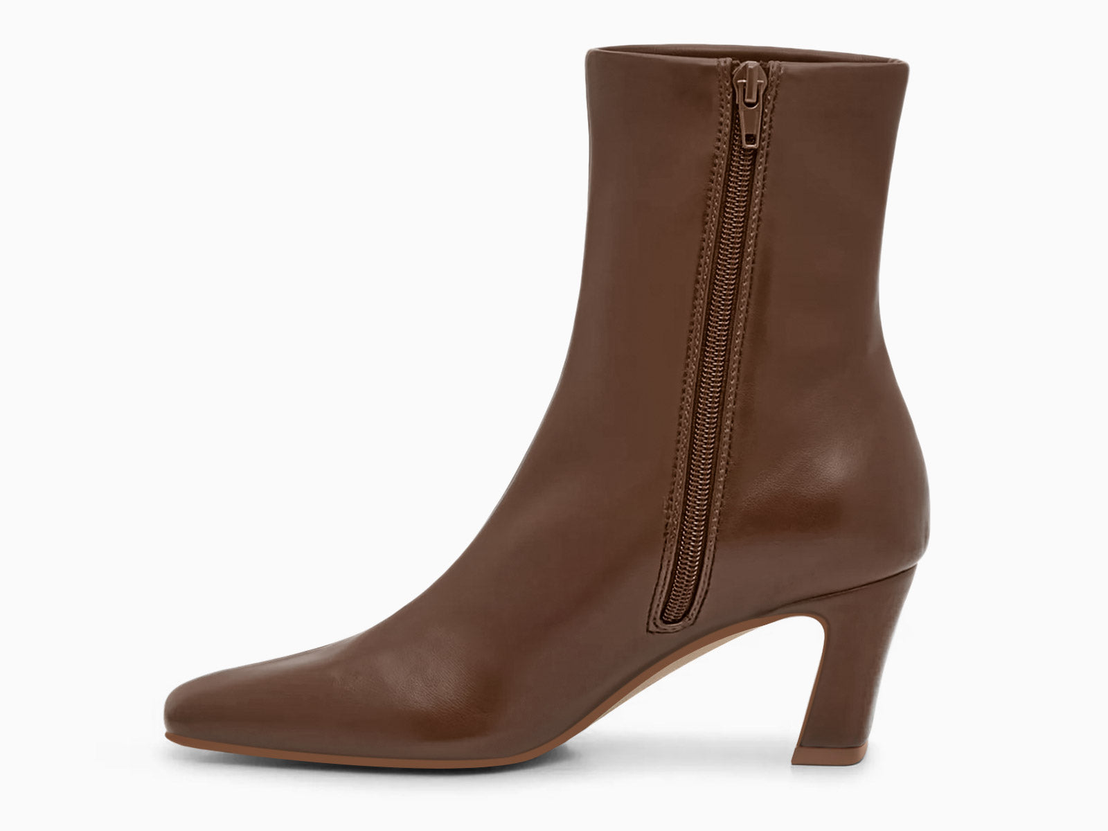 Coutgo PU Dark Brown Square Toe Ankle Boots