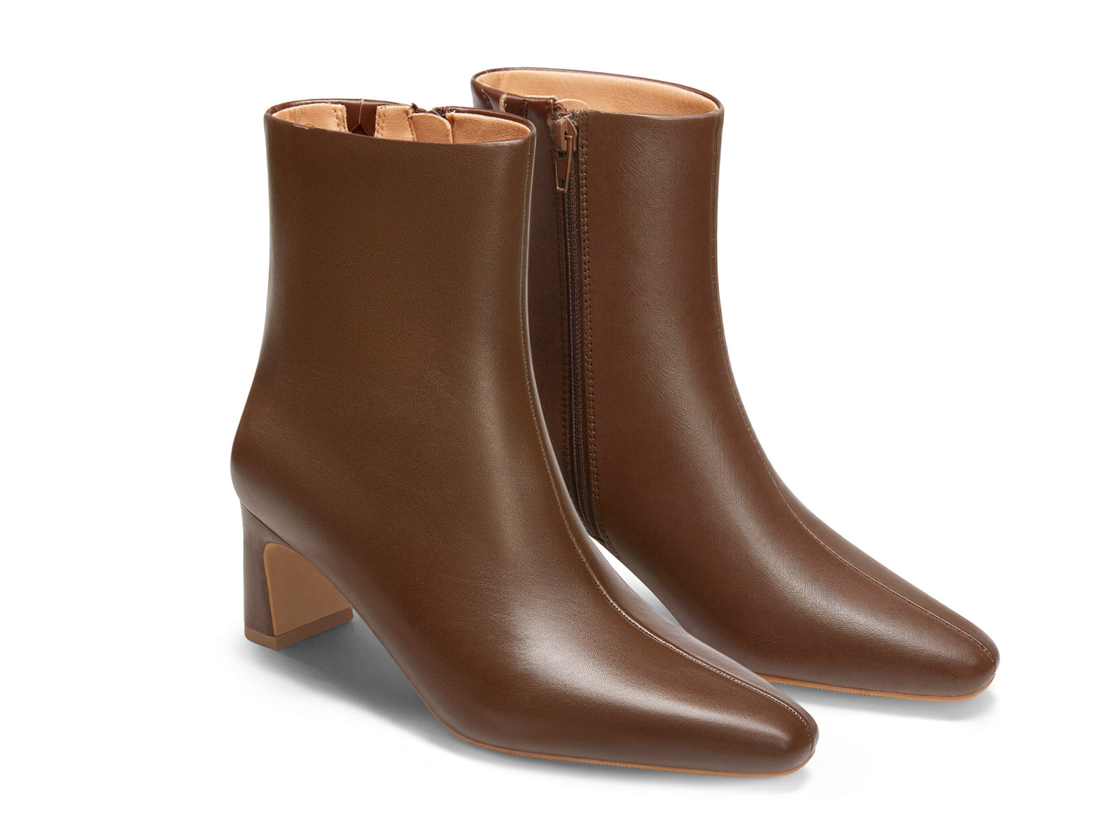 Coutgo PU Dark Brown Square Toe Ankle Boots