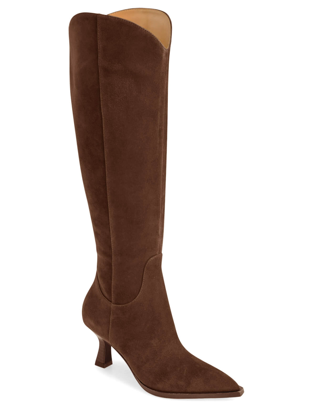 Coutgo Womens Dark Brown Kitten Heel Boots