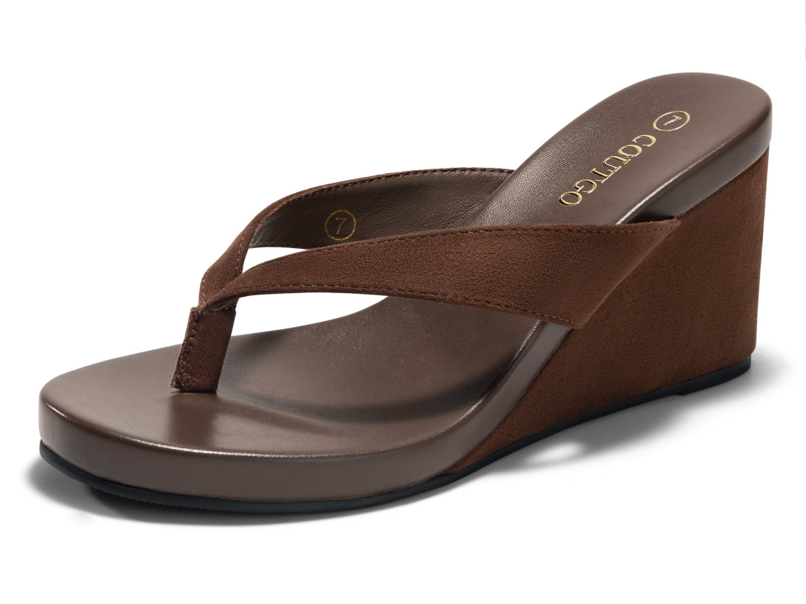 Coutgo Womens Dark Brown Wedge Heels Sandals
