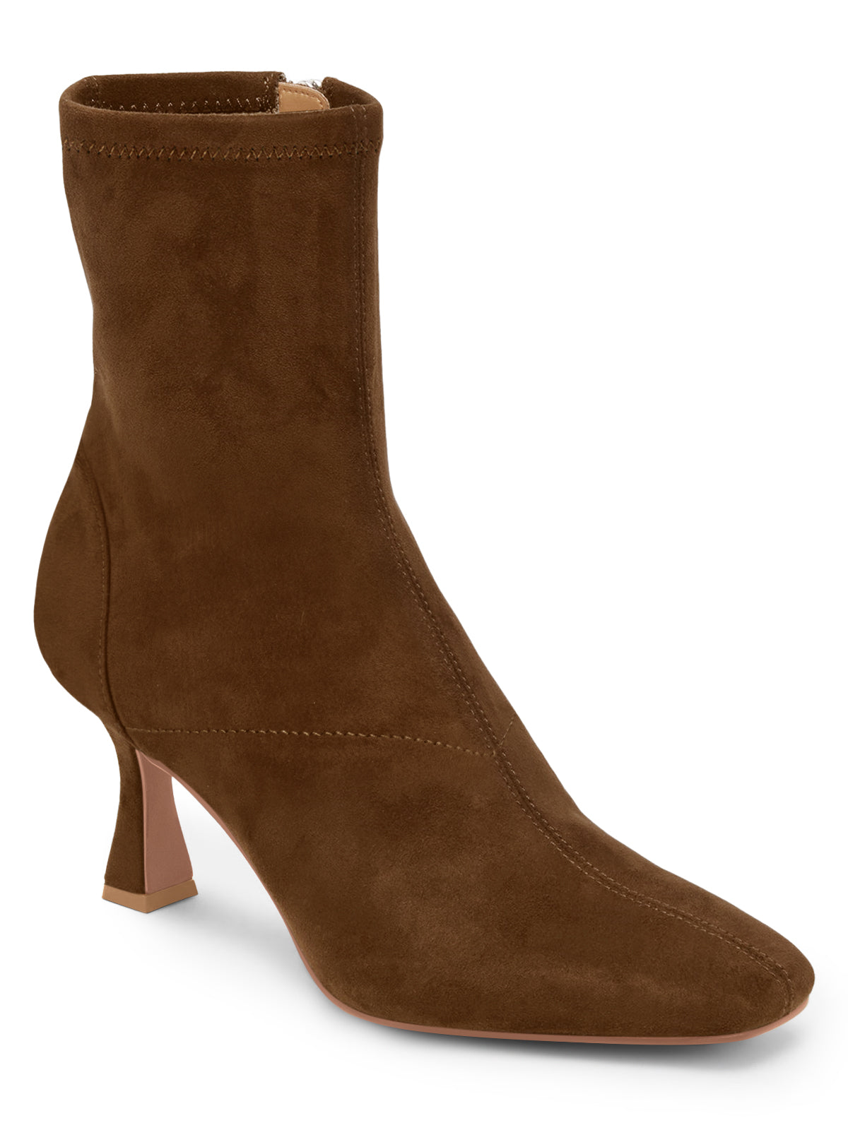 Coutgo Womens Suede Dark Brown Kitten Heel Booties
