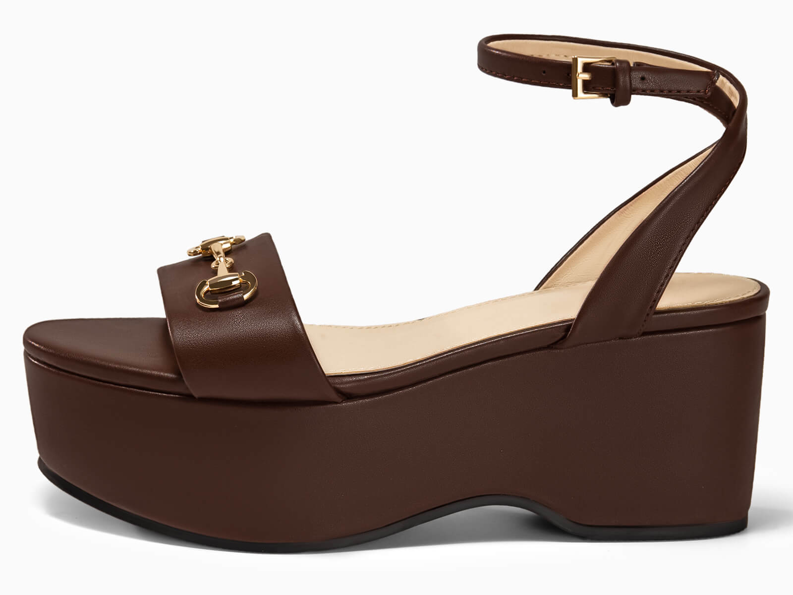 Coutgo Womens Dark Brown Platform Chunky Wedges Heels