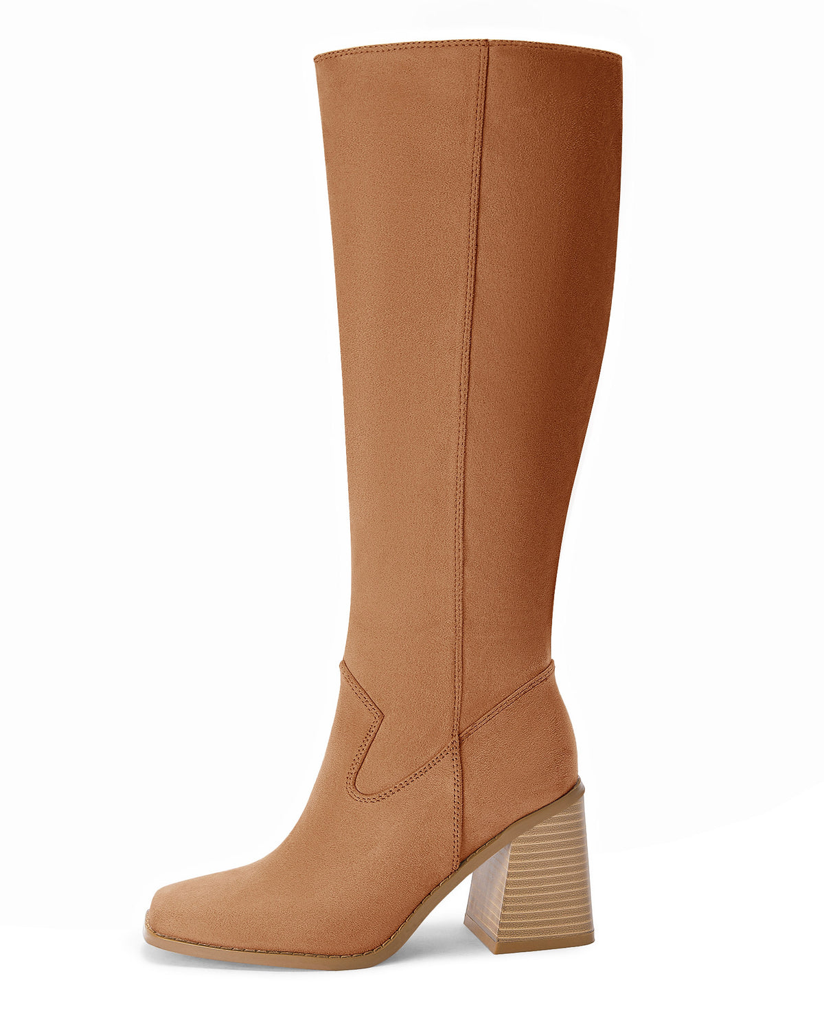 Coutgo Womens Dark Brown Knee High Heel Boots