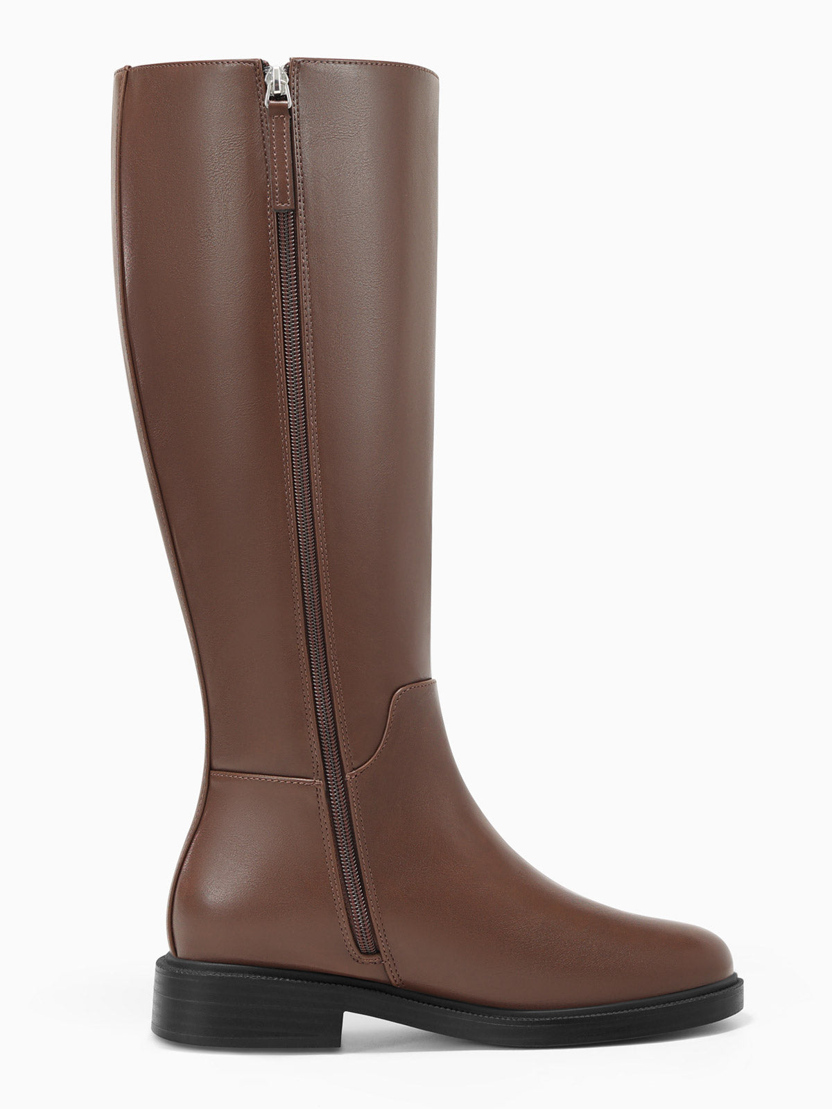 Coutgo Womens Leather Dark Brown  Knee Boots