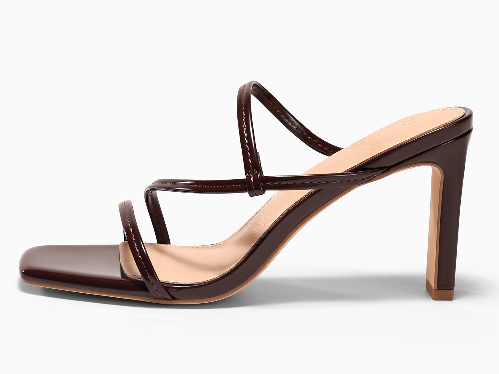 Coutgo Womens Dark Brown Strappy Chunky Heels Sandals