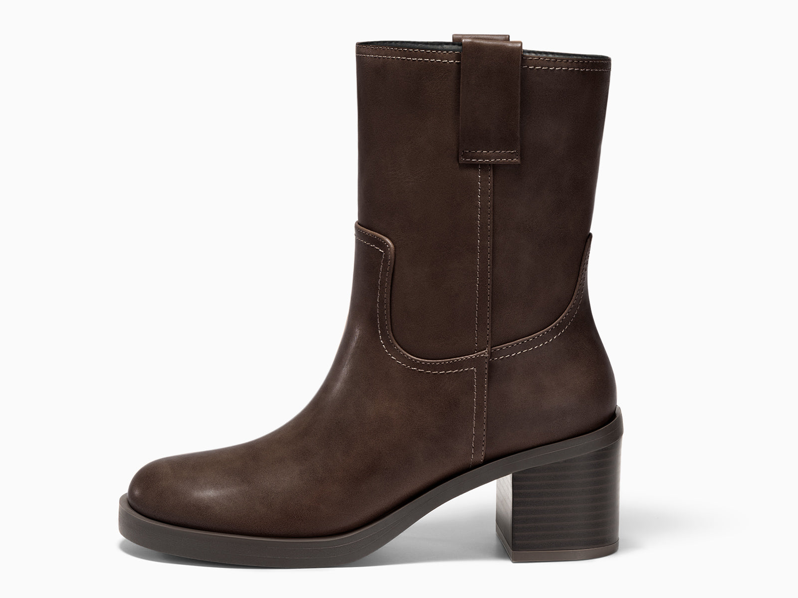 Coutgo Womens Dark Brown Platform Mid Calf Boots