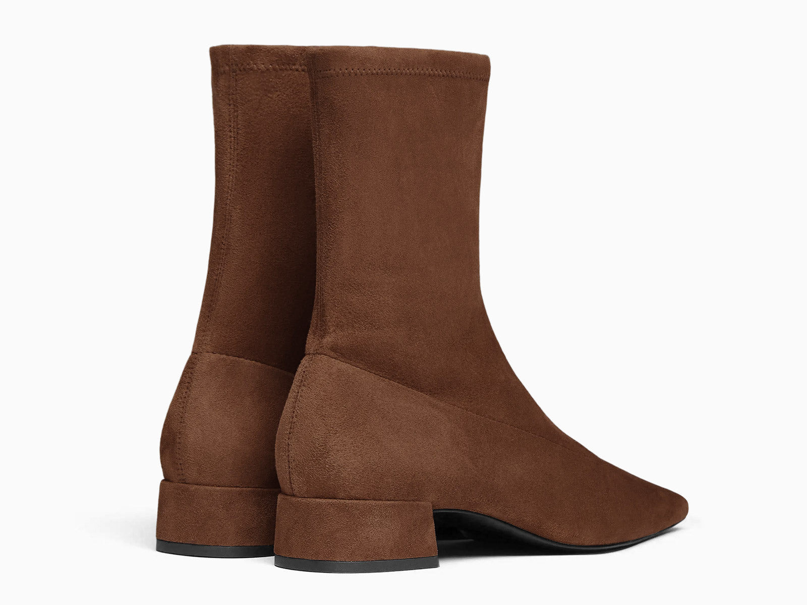 Coutgo Womens Dark Brown Suede Square Toe Booties