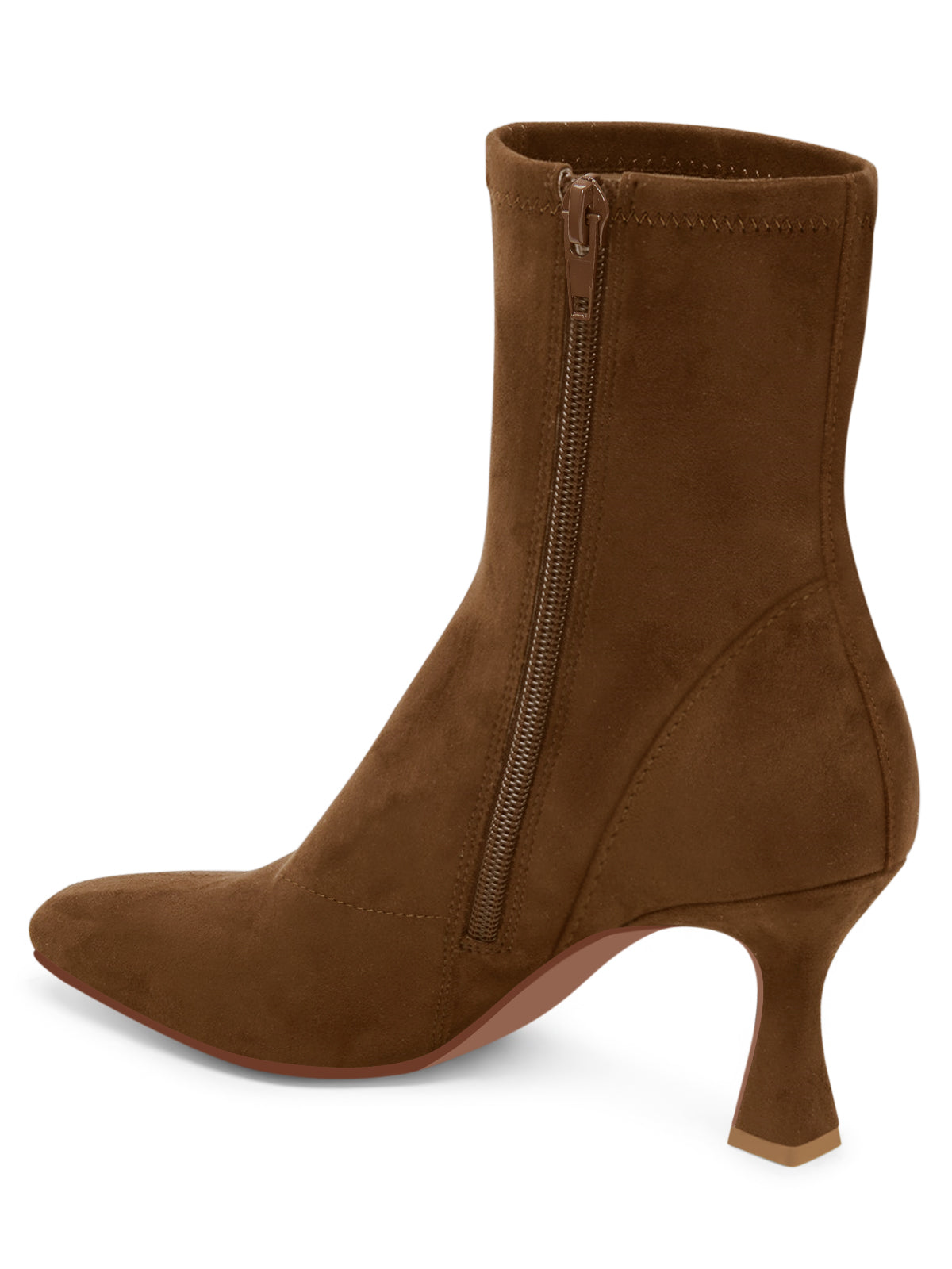 Coutgo Womens Suede Dark Brown Kitten Heel Booties