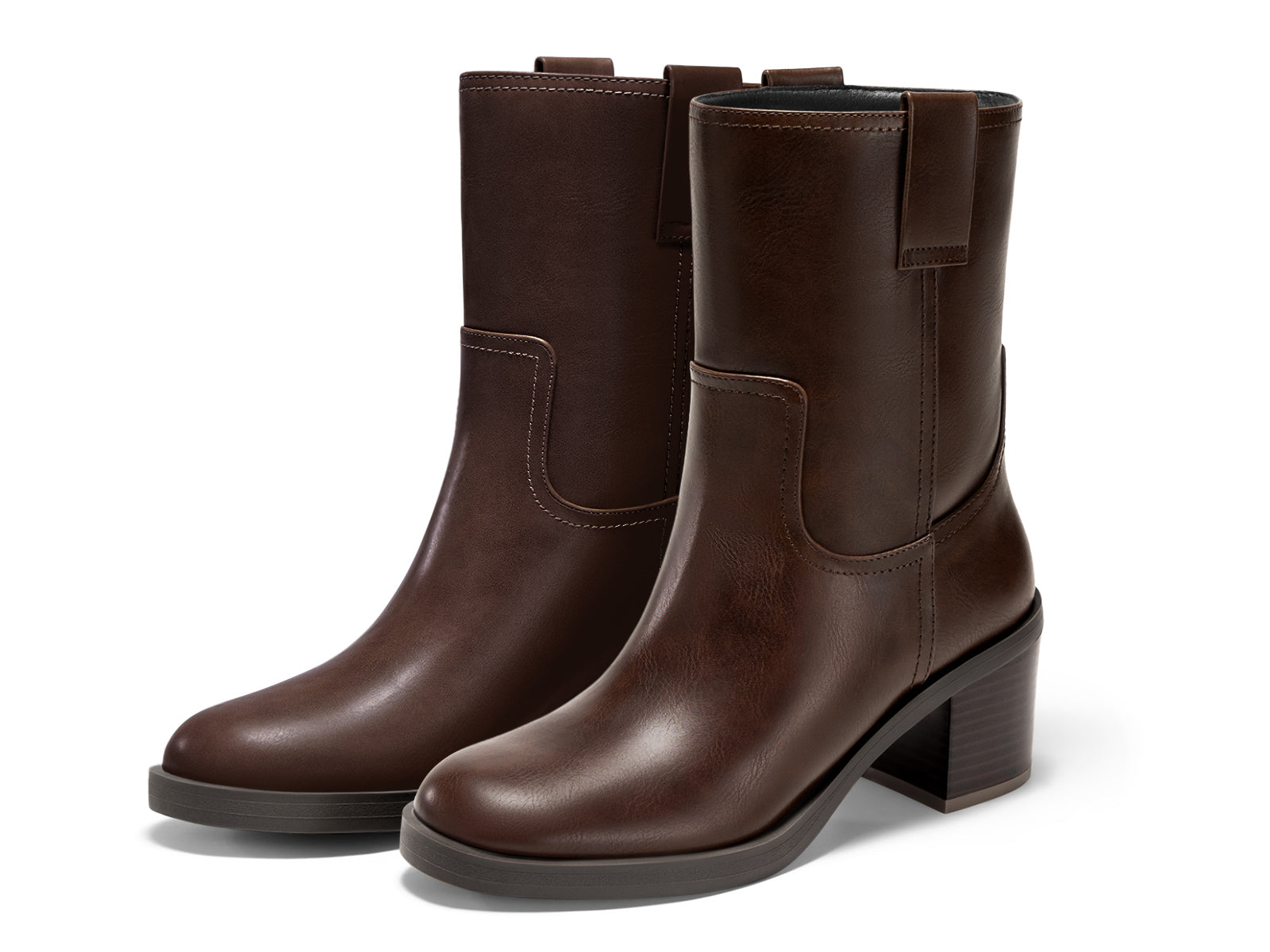 Coutgo Womens Dark Brown Platform Mid Calf Boots