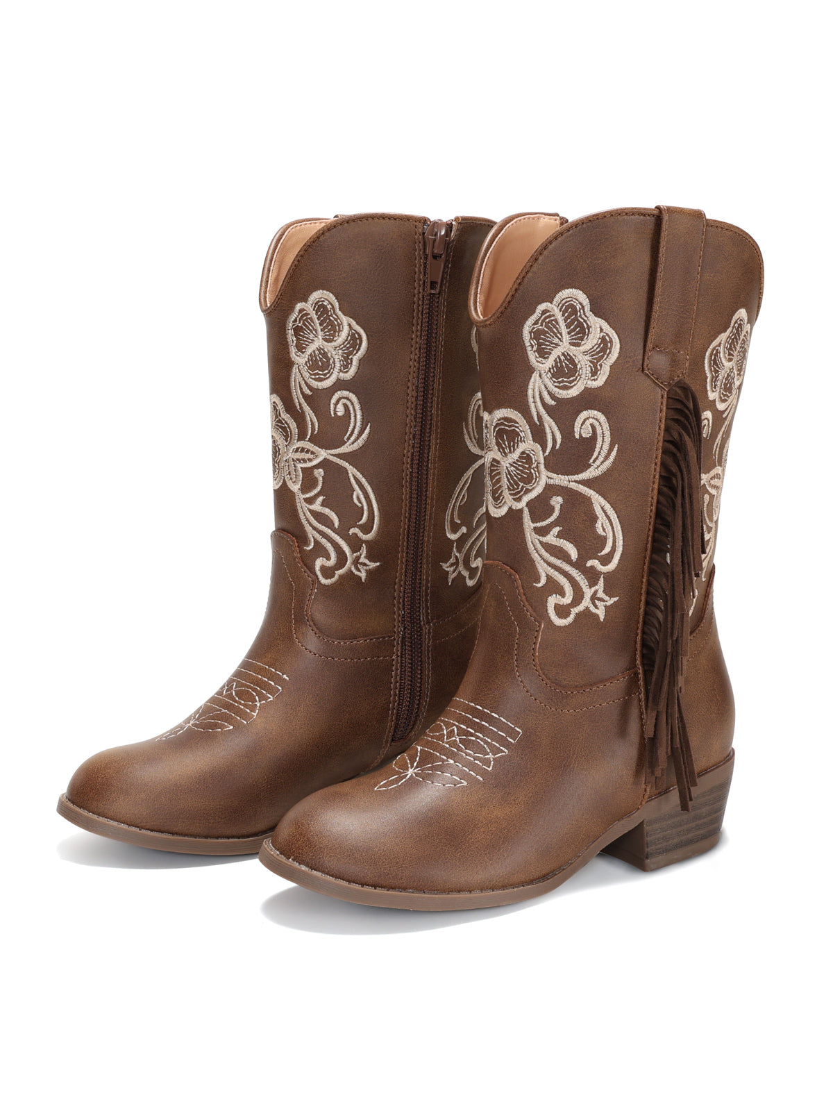 Coutgo Girls Dark Brown Western Cowboy Boots