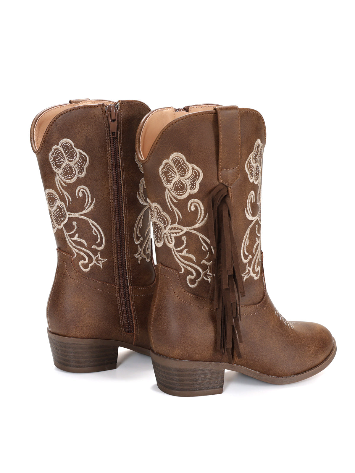Coutgo Girls Dark Brown Western Cowboy Boots