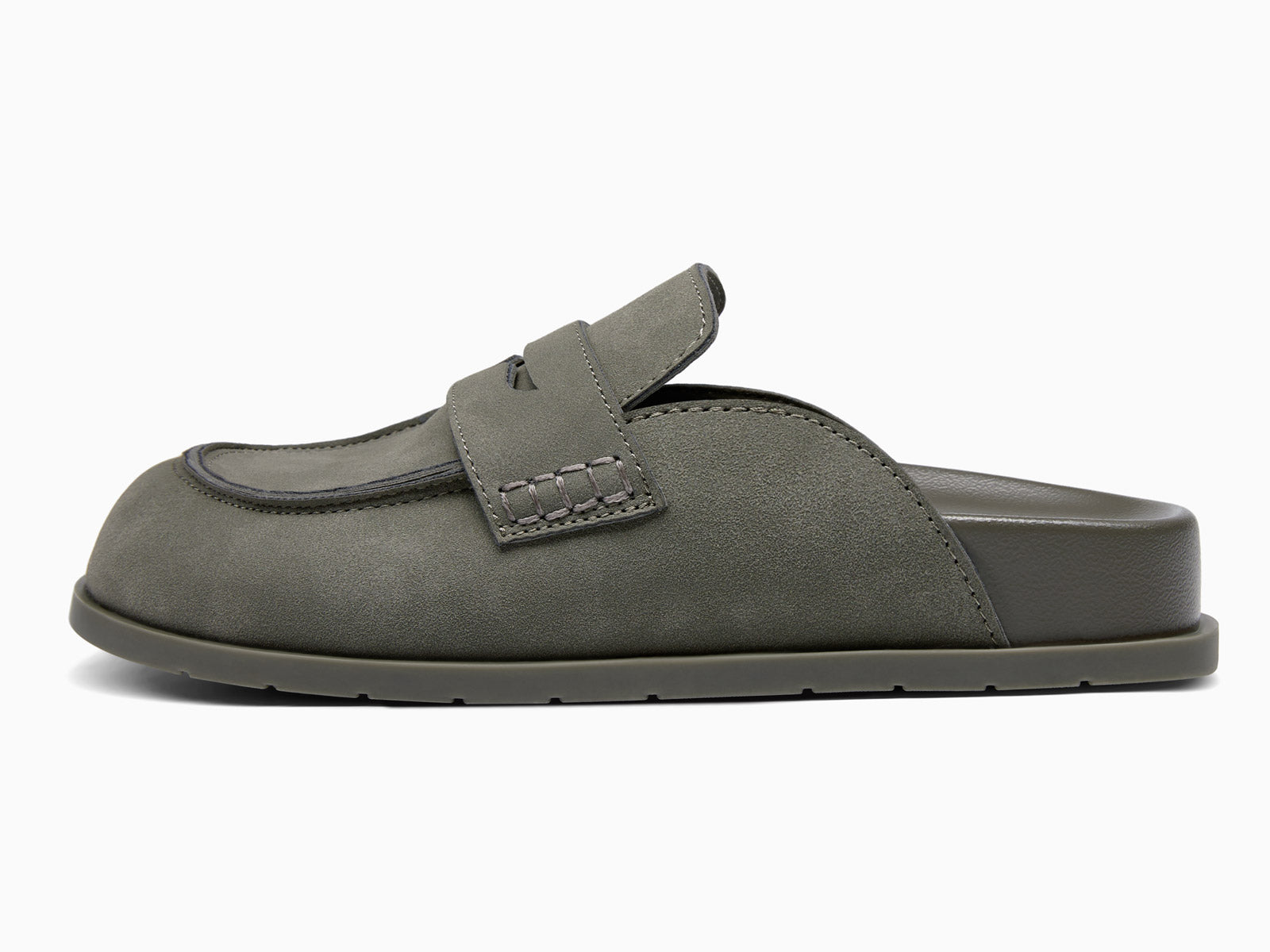 Coutgo Women Dark Grey Suede Platform Mules