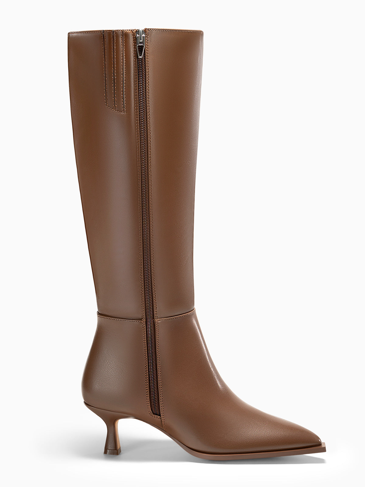 Coutgo Womens Dark Brown Knee High Boots