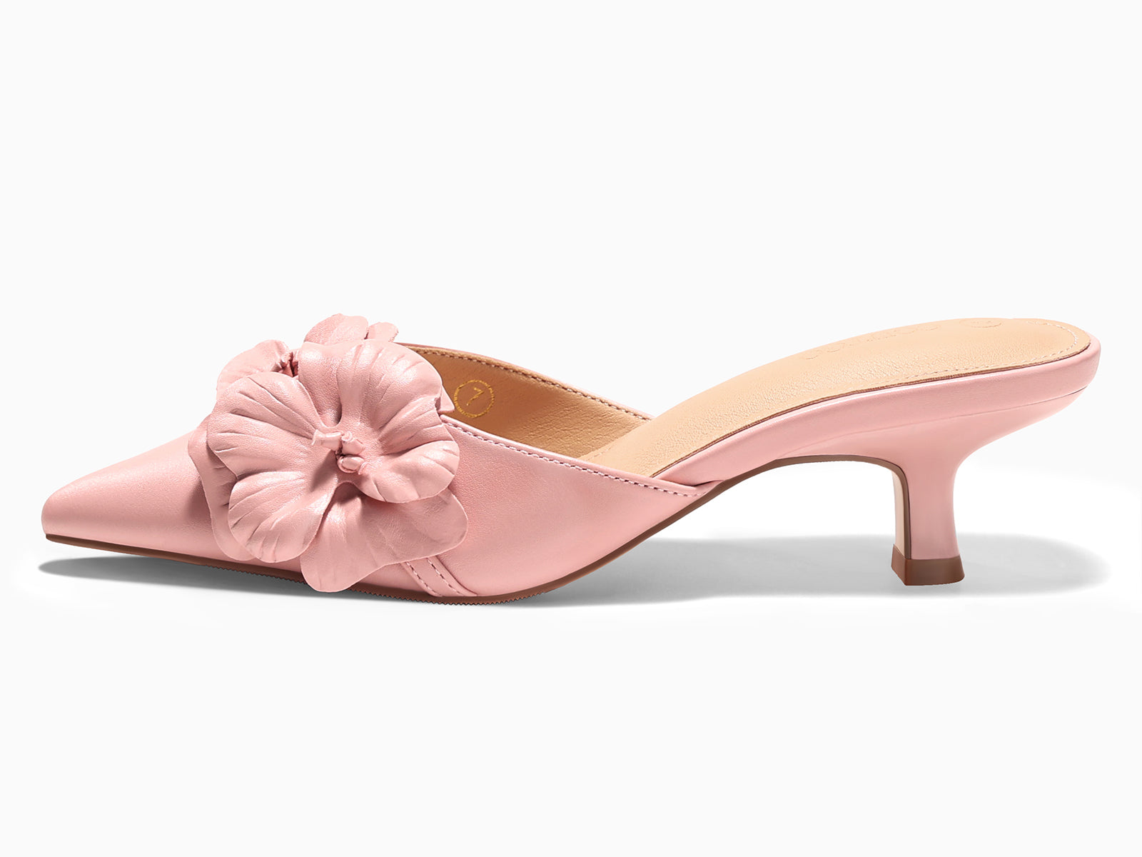 Coutgo Womens Pink Kitten Low Heels Mules