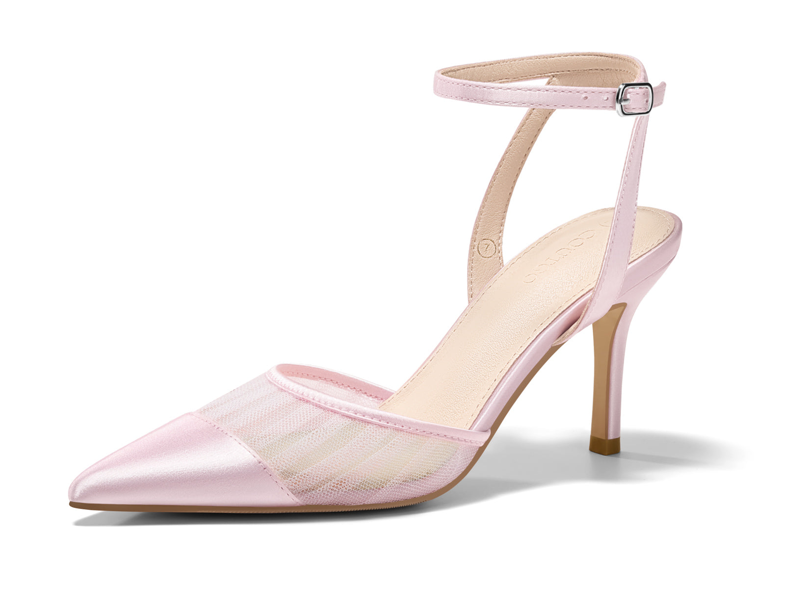 Coutgo Womens Pink Mesh High Heels