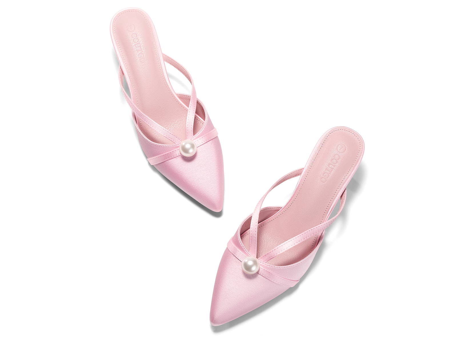 Coutgo Womens Pink Pearl Kitten Heels