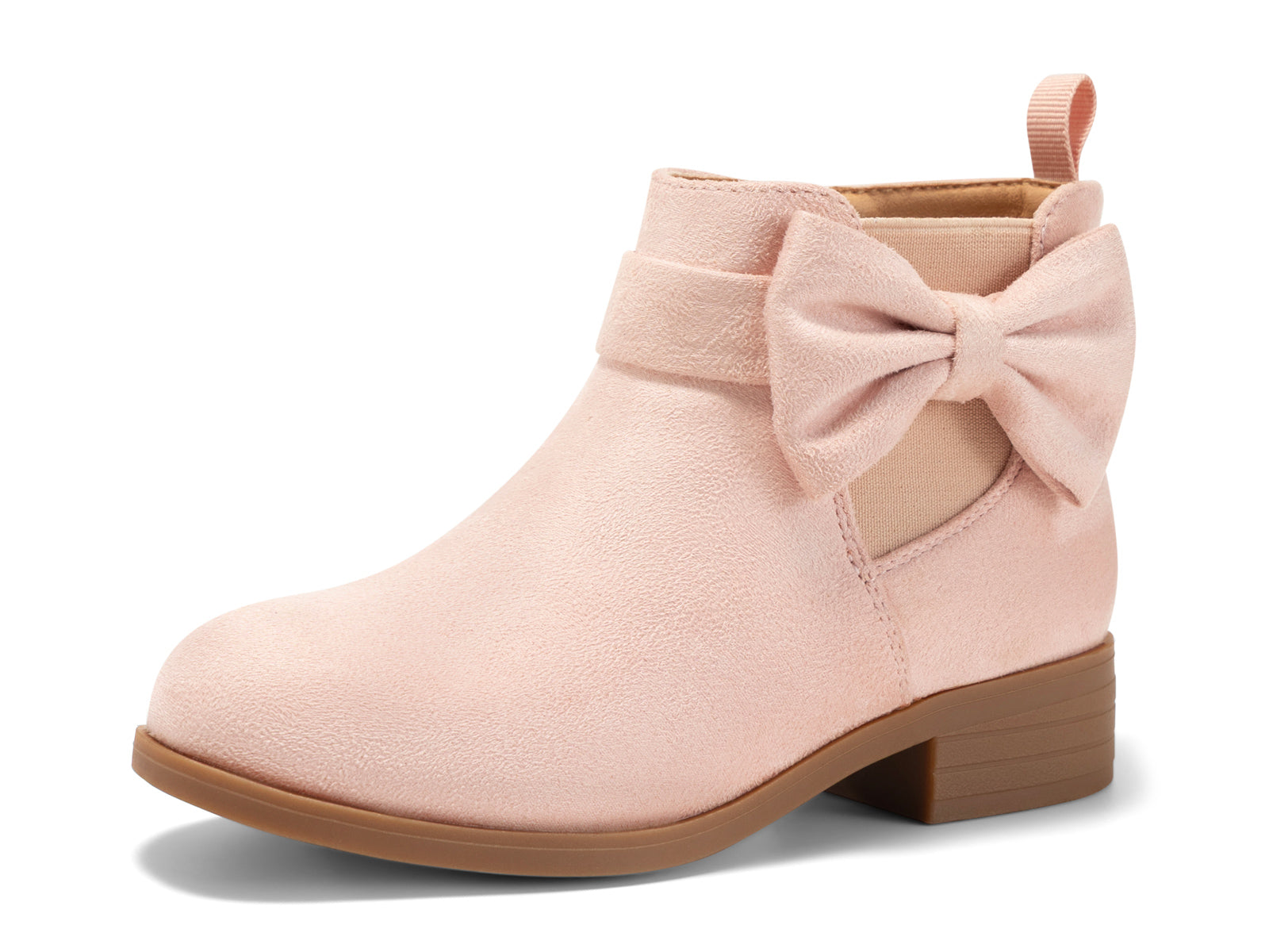 Coutgo Girls Pink Bow Suede Ankle Boots