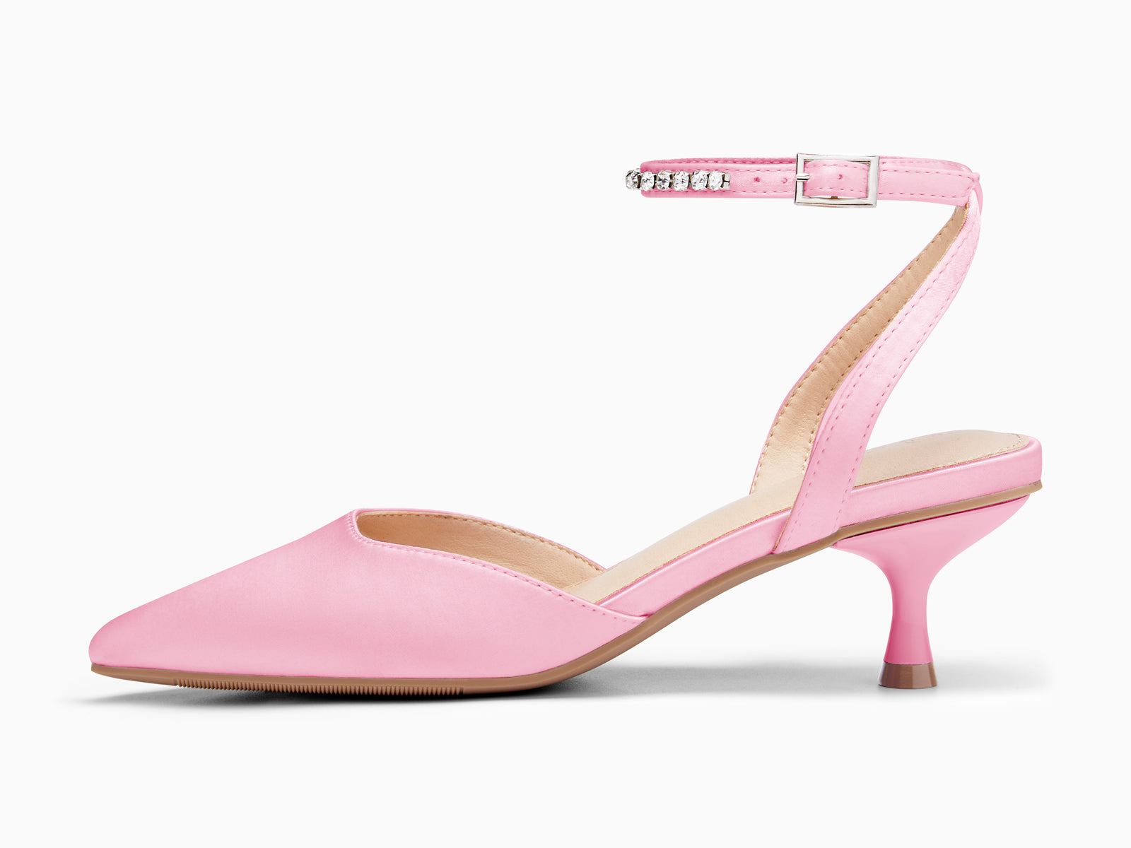 Coutgo Womens Pink Low Kitten Heels