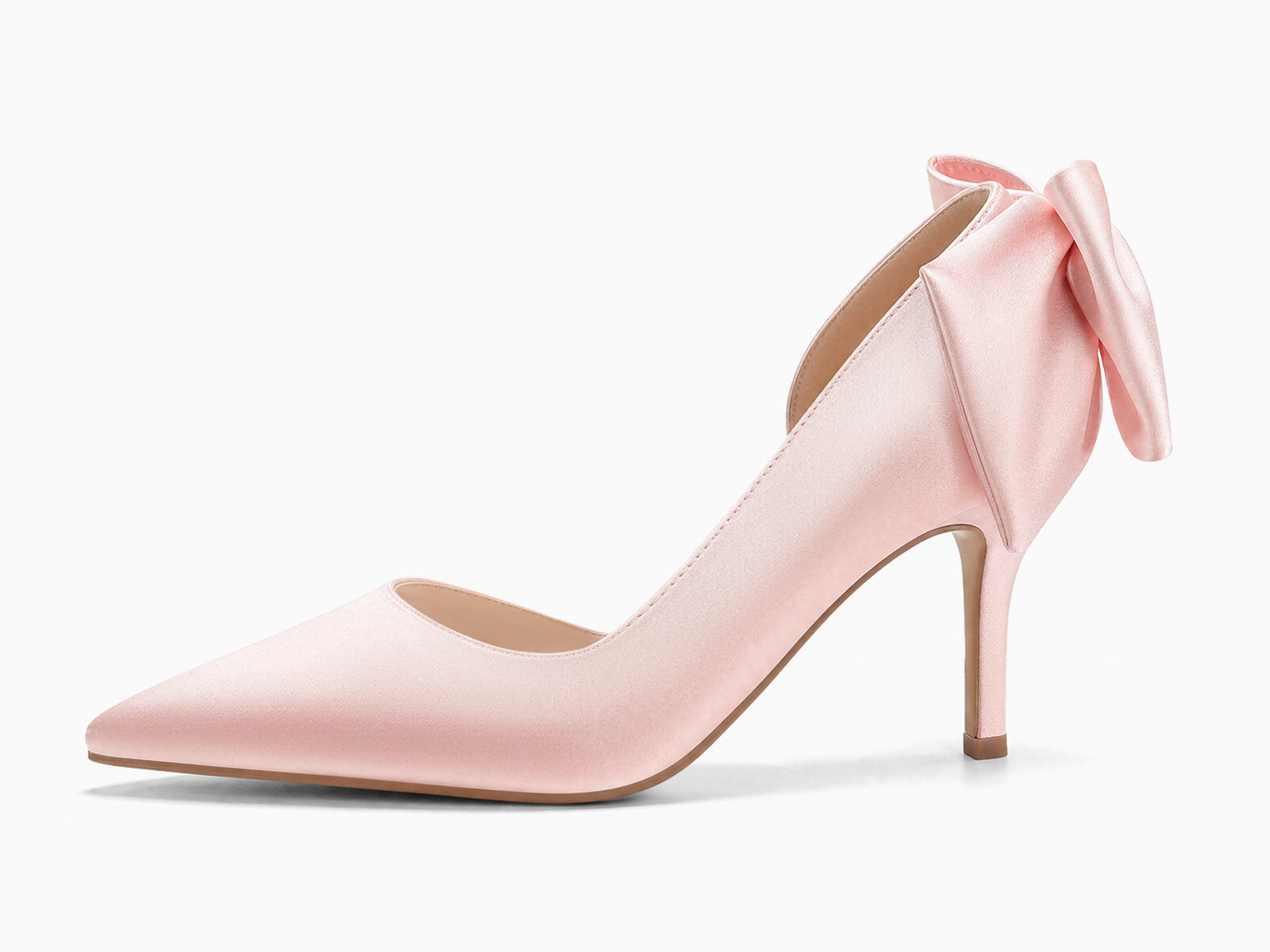 Coutgo Womens Nude Pink Bow Stiletto High Heels