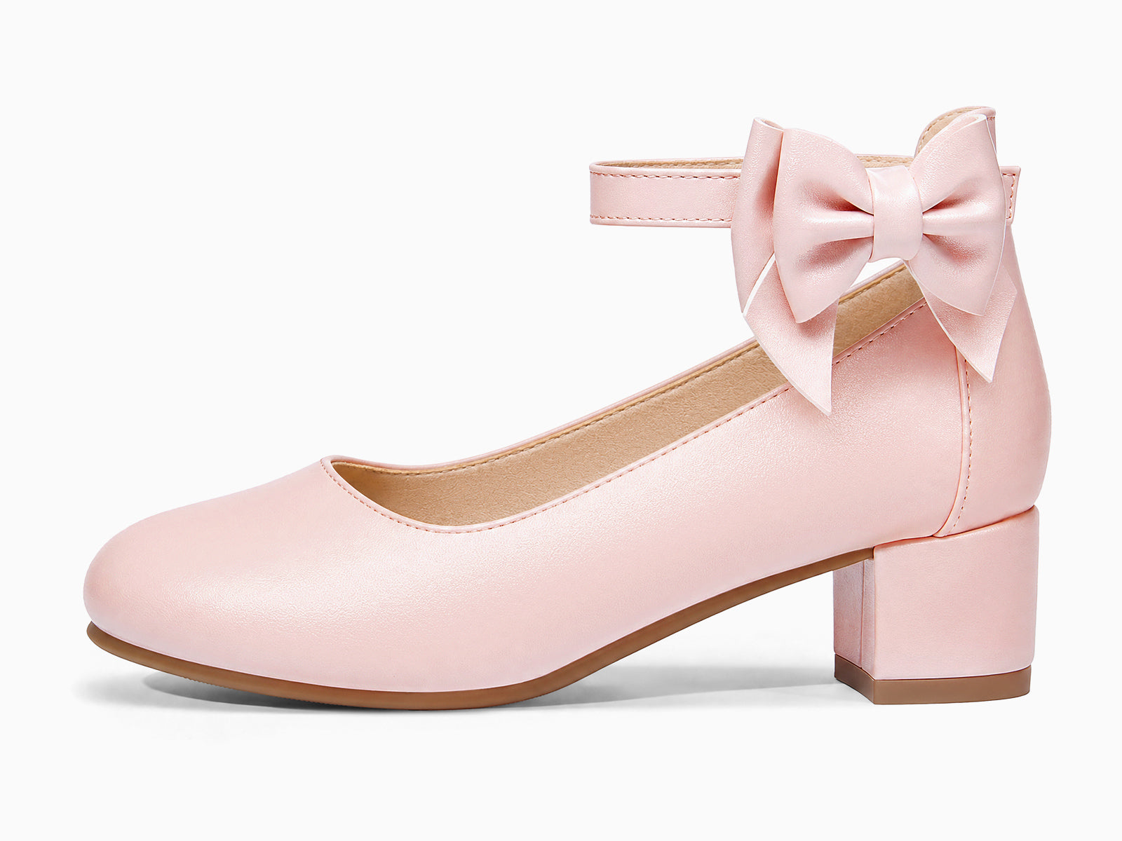 Coutgo Girls Pink Dress Bow Chunky Heels