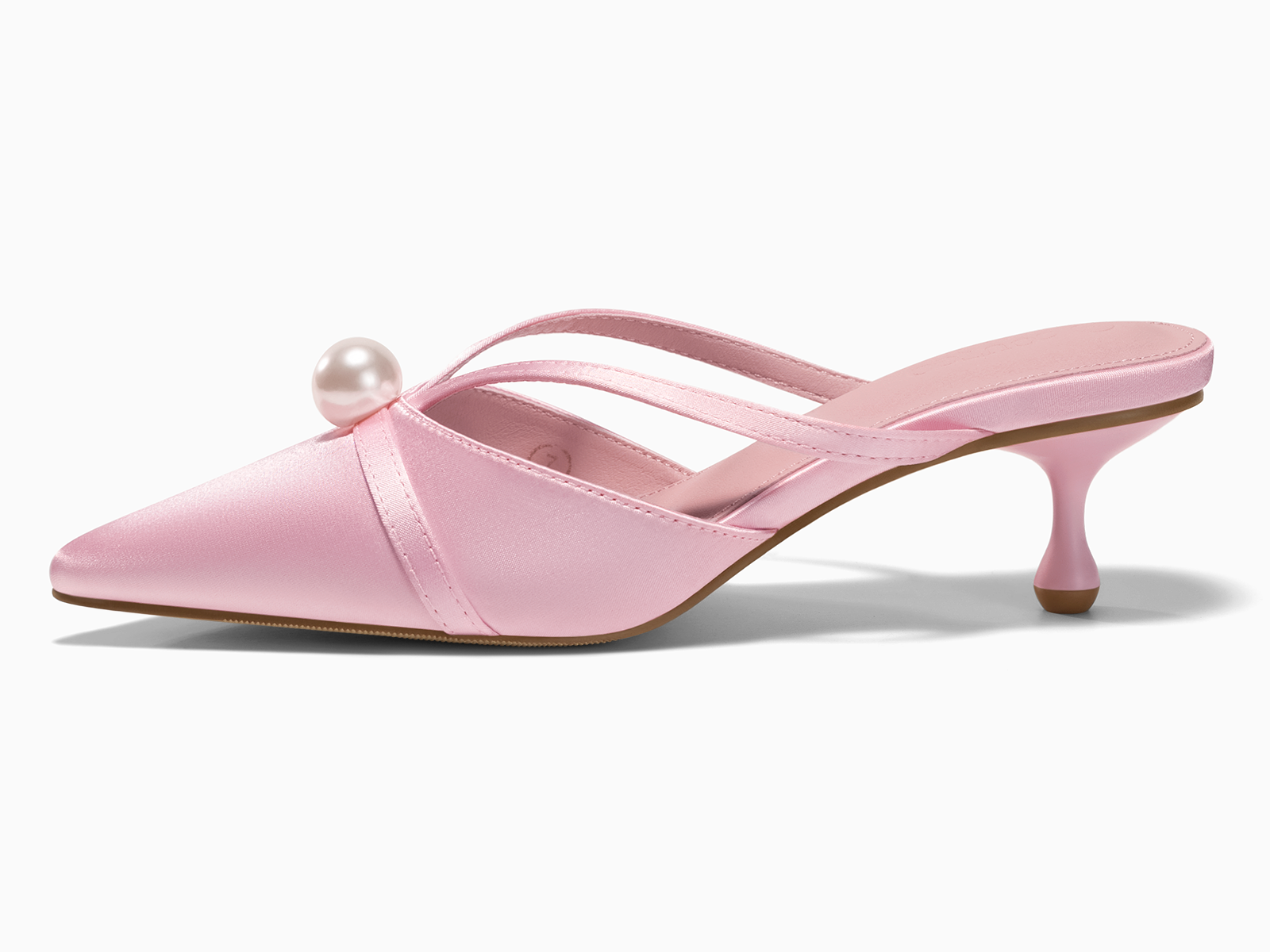 Coutgo Womens Pink Pearl Kitten Heels
