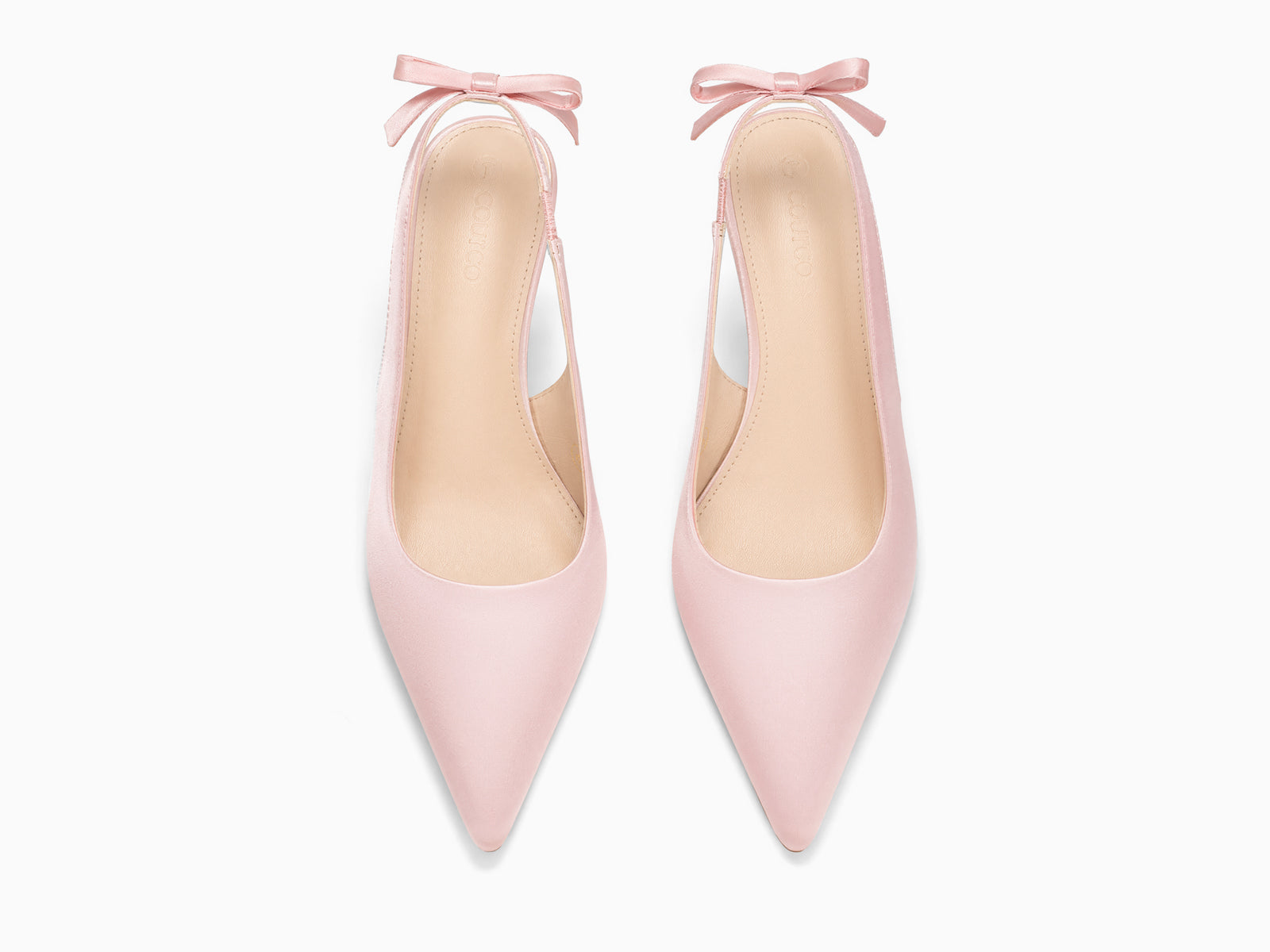 Coutgo Womens Pink Slingback Heels with Bow