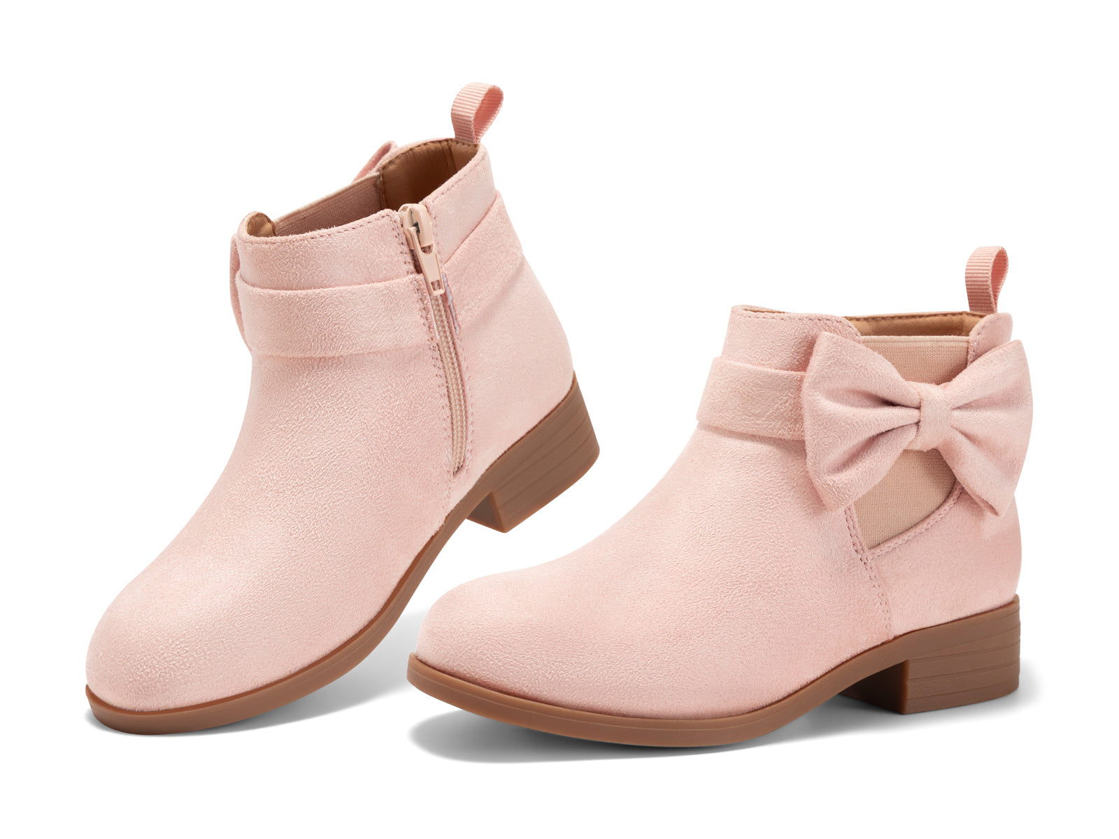 Coutgo Girls Pink Bow Suede Ankle Boots