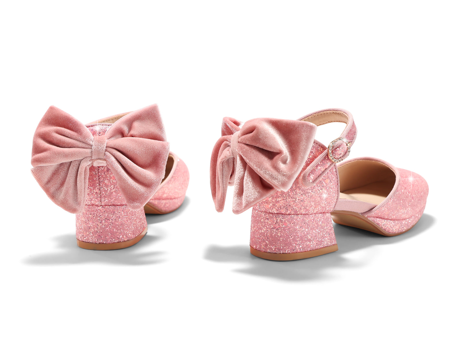 Coutgo Girls Pink Glitter Bow Princess Heels