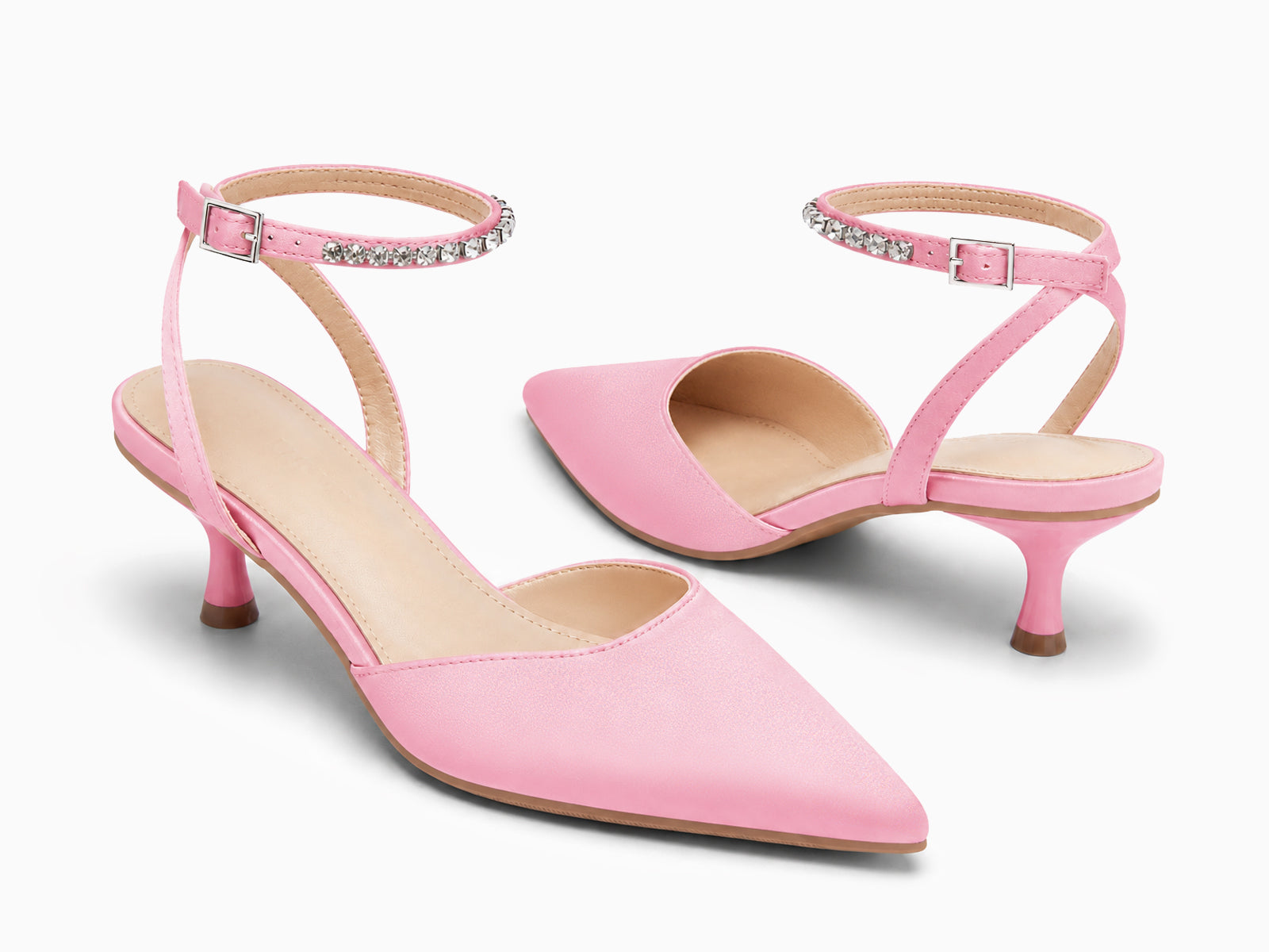 Coutgo Womens Pink Low Kitten Heels