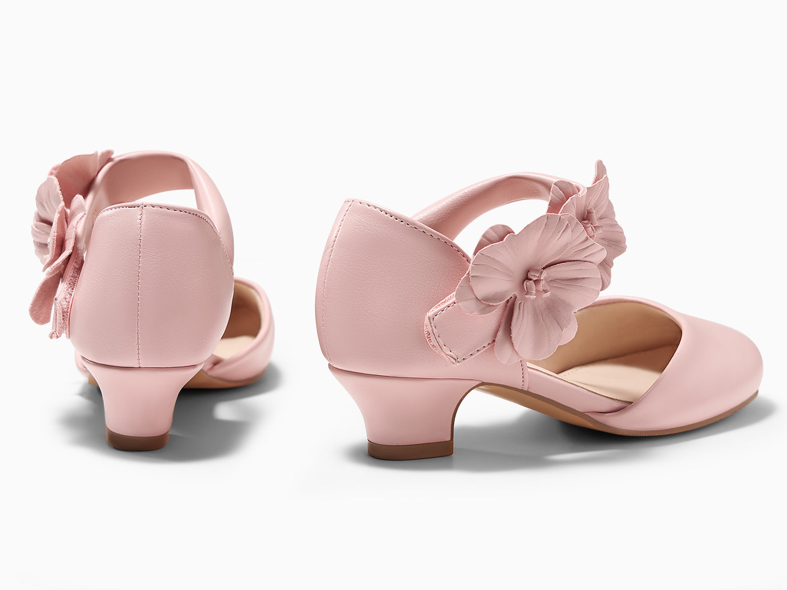 Coutgo Girls Pink Closed Toe Low Chunky Heels