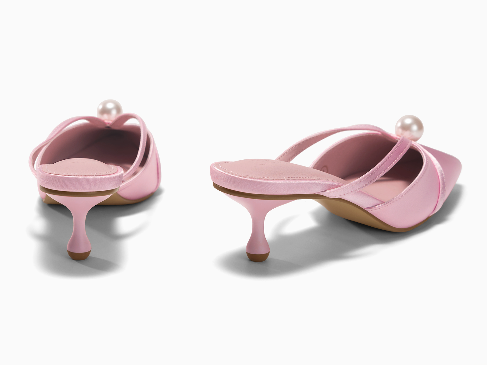 Coutgo Womens Pink Pearl Kitten Heels