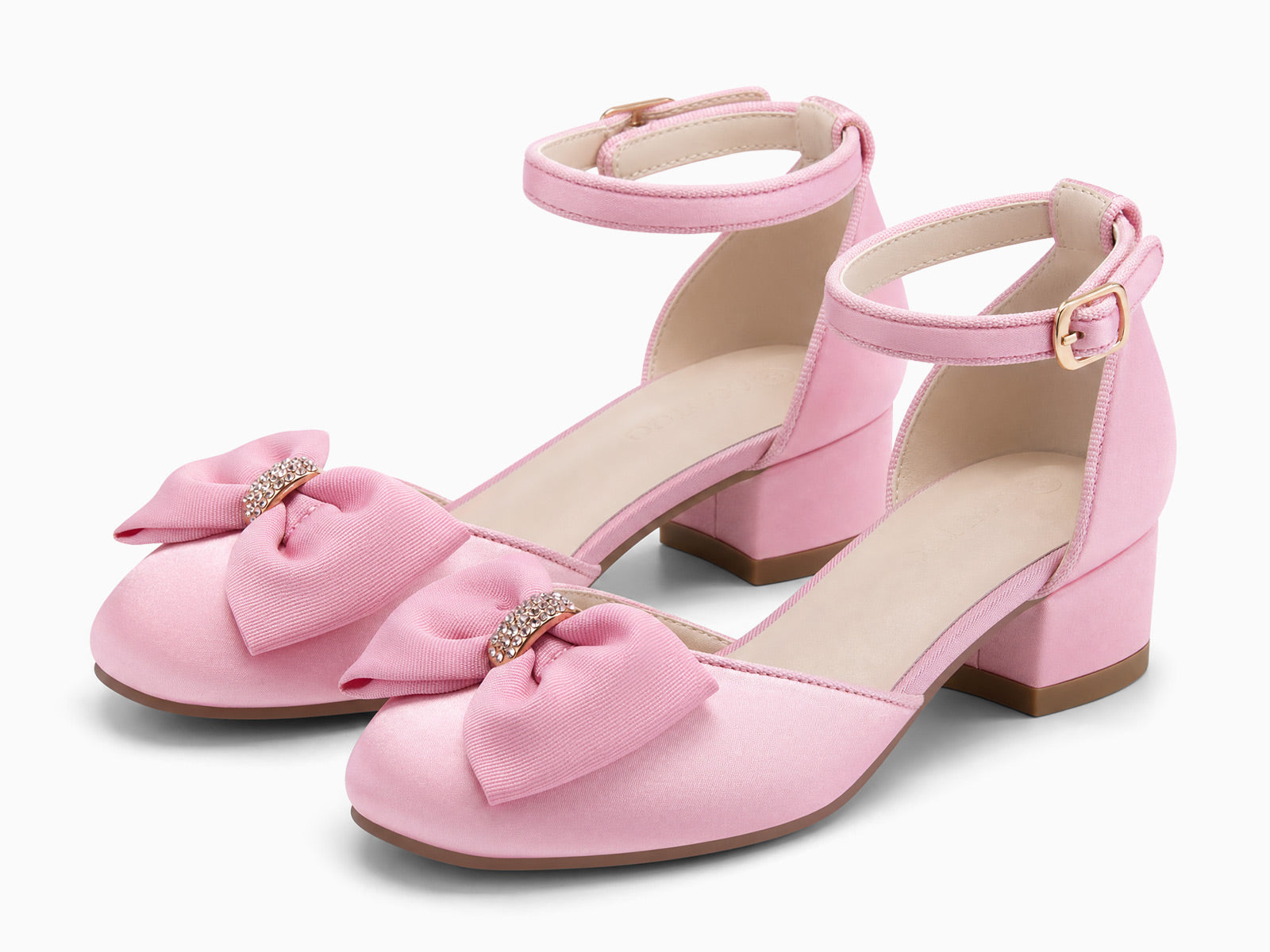 Coutgo Womens Pink Slingback Chunky Low Heels