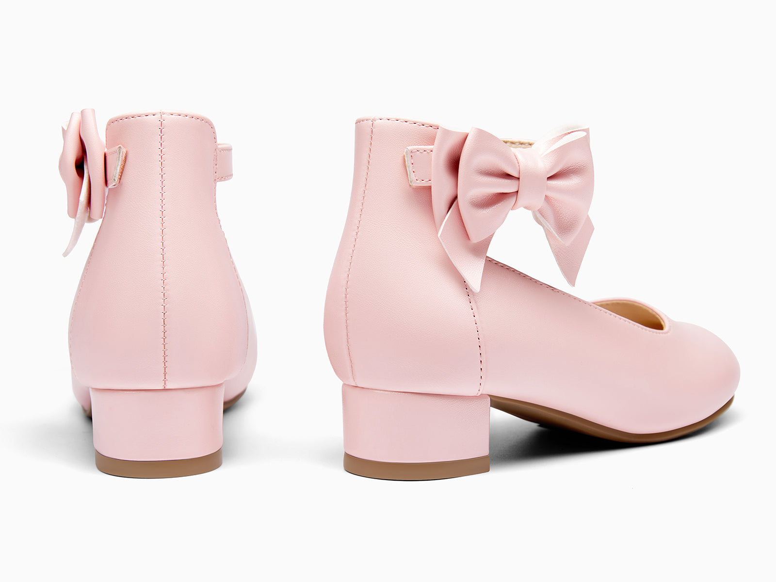 Coutgo Girls Pink Dress Bow Chunky Heels