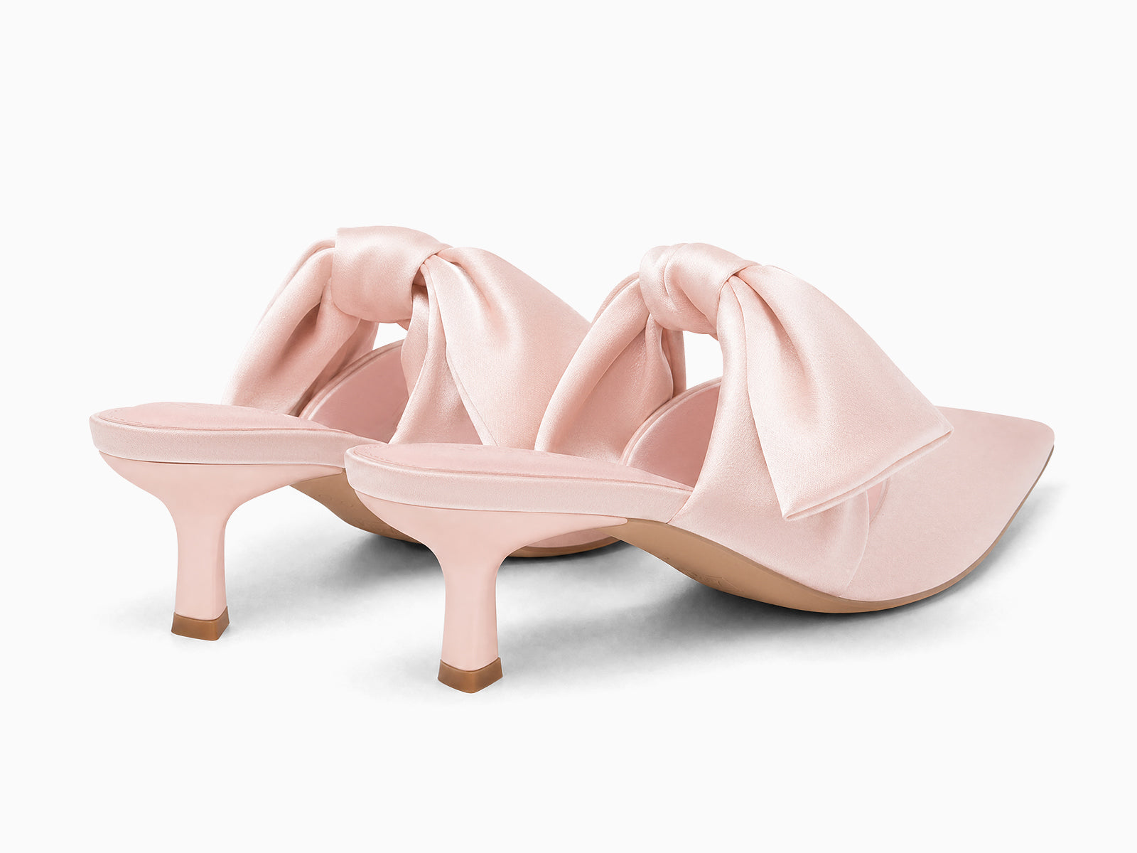 Coutgo Women's Pink Kitten Bow Strap Heels