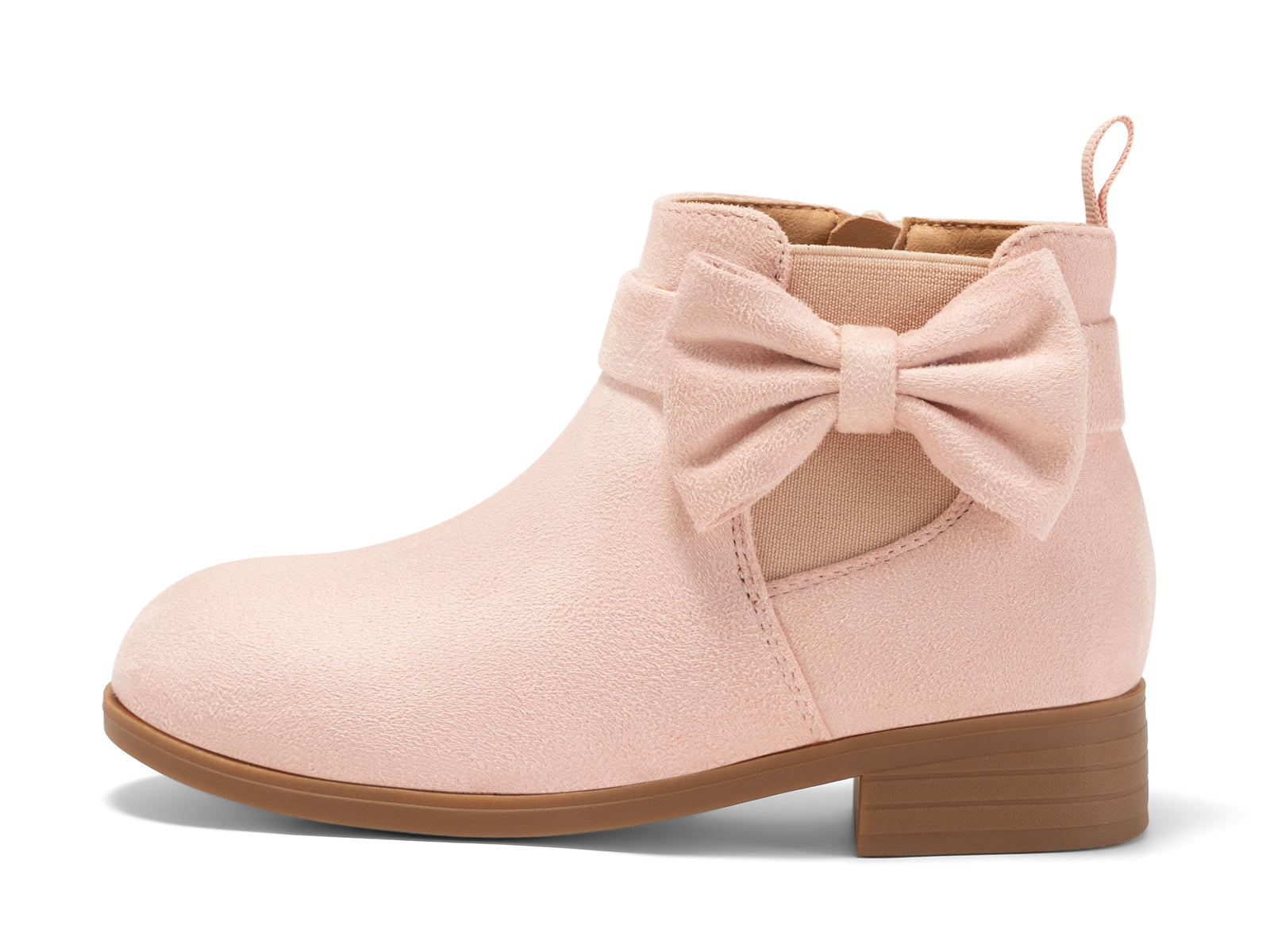 Coutgo Girls Pink Bow Suede Ankle Boots