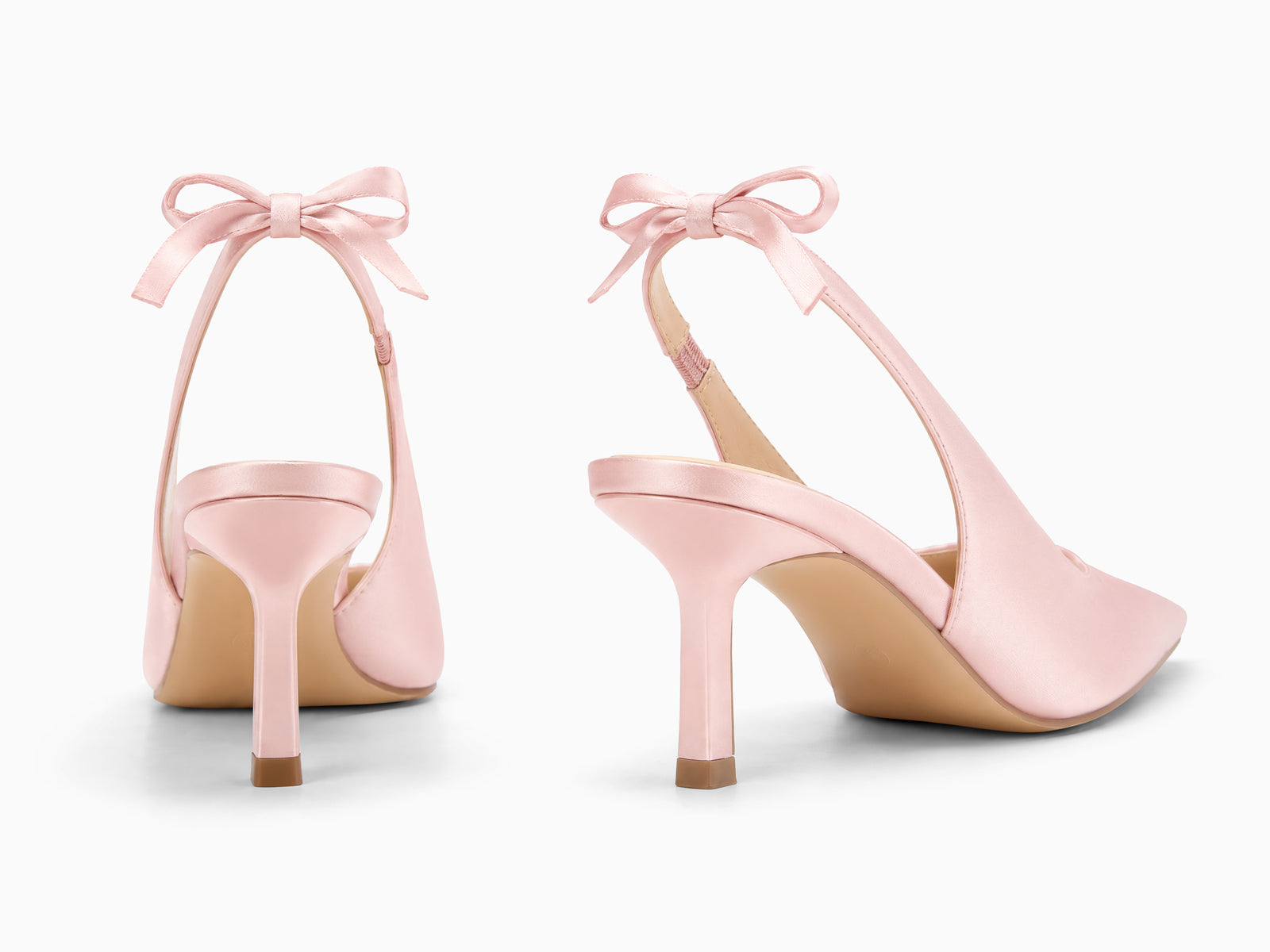 Coutgo Womens Pink Slingback Heels with Bow