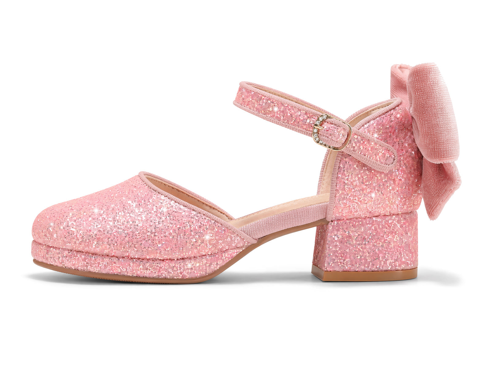 Coutgo Girls Pink Glitter Bow Princess Heels