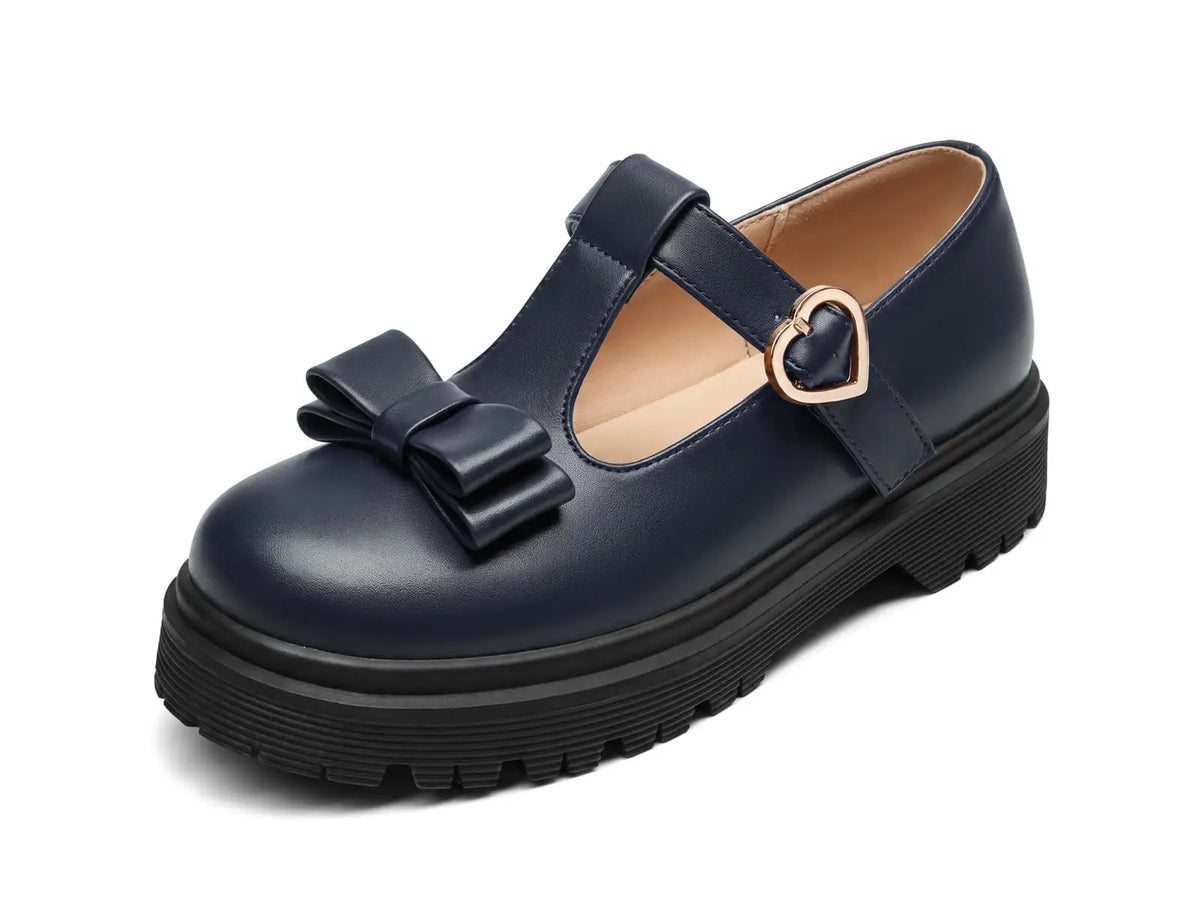 Coutgo Girls Navy Pu Mary Jane Loafers