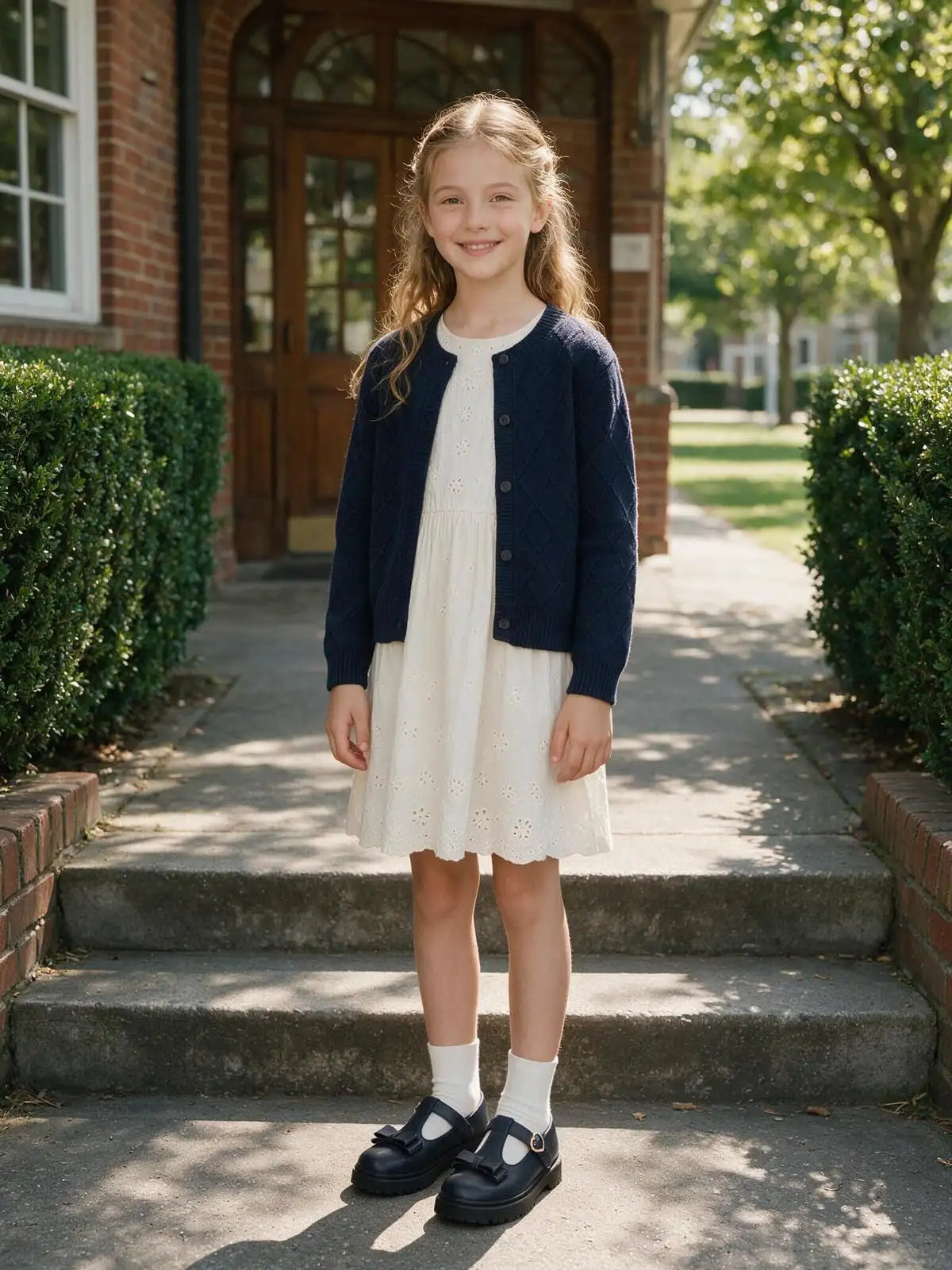 Coutgo Girls Navy Pu Mary Jane Loafers