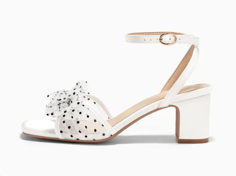 Coutgo Womens Bow Block Heel Sandals for Weddings