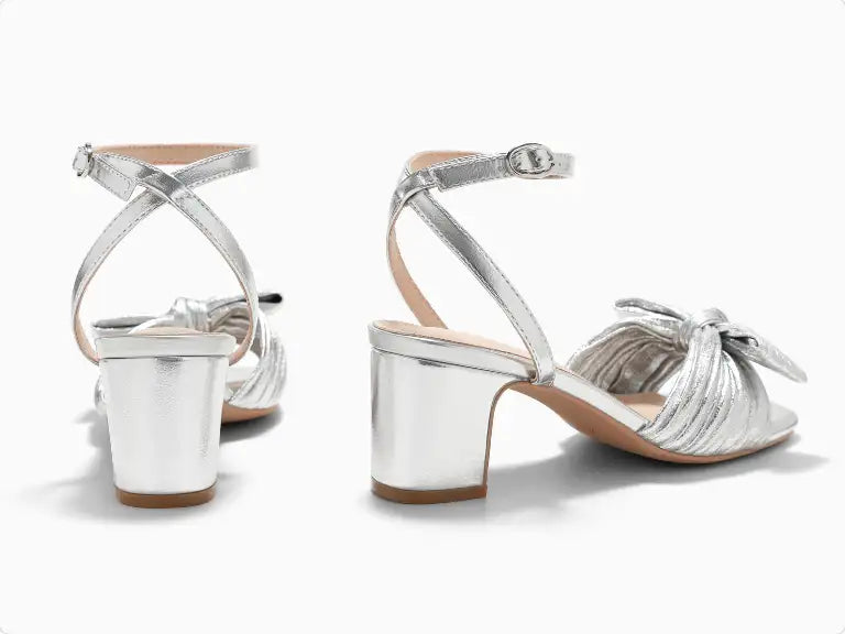 Coutgo Womens Bow Block Heel Sandals for Weddings