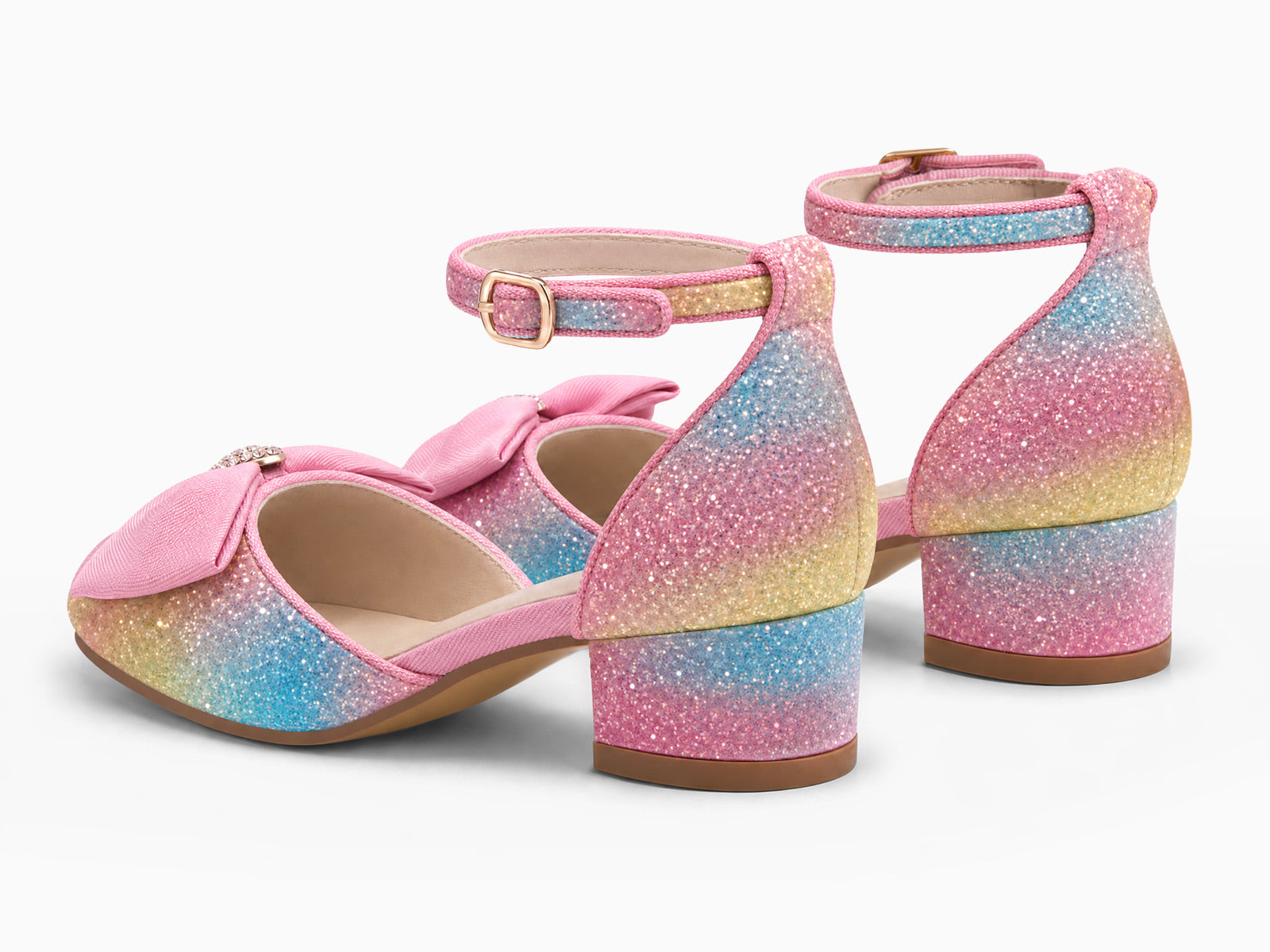 Coutgo Womens Rainbow-hued Slingback Chunky Low Heels