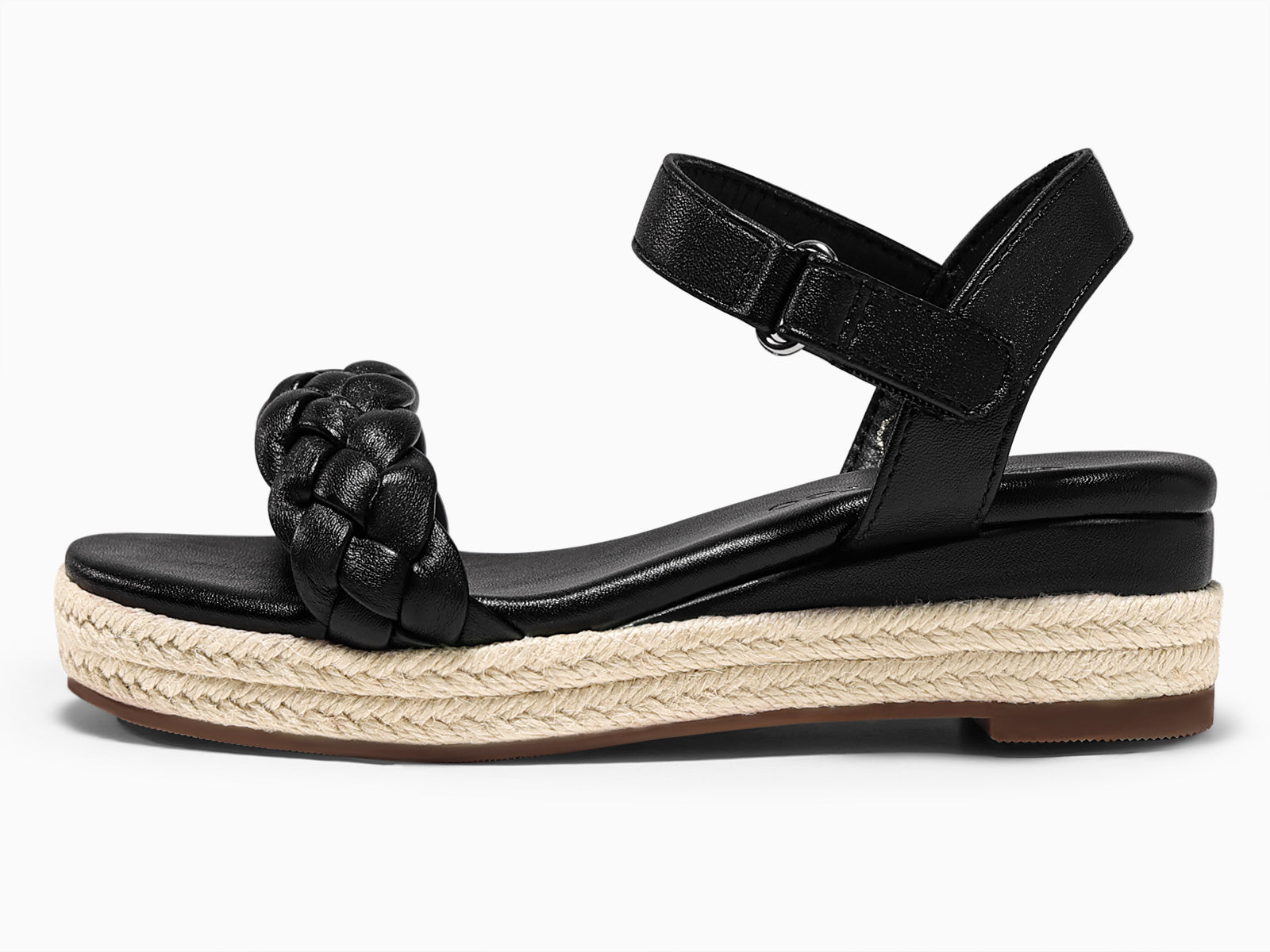 Coutgo Womens Black Wedge Platform Sandals