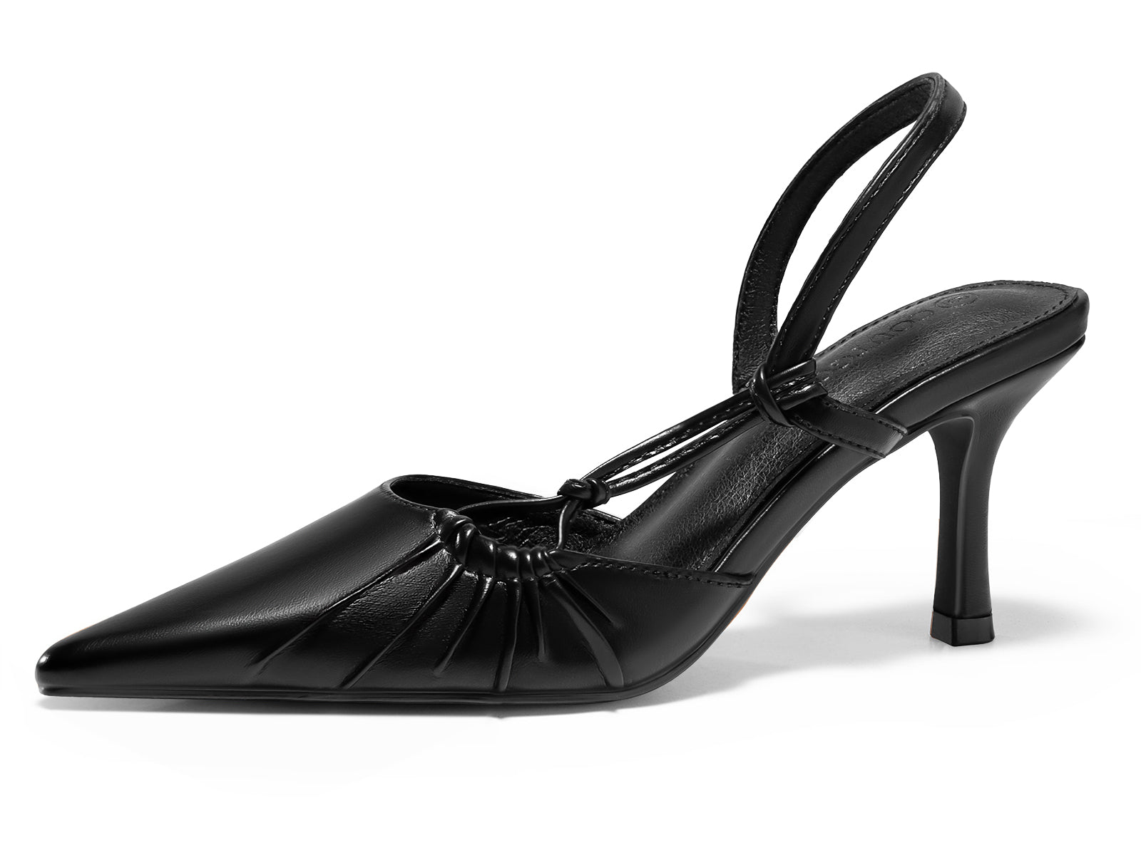 Coutgo Womens Black Slingback Kitten Heels