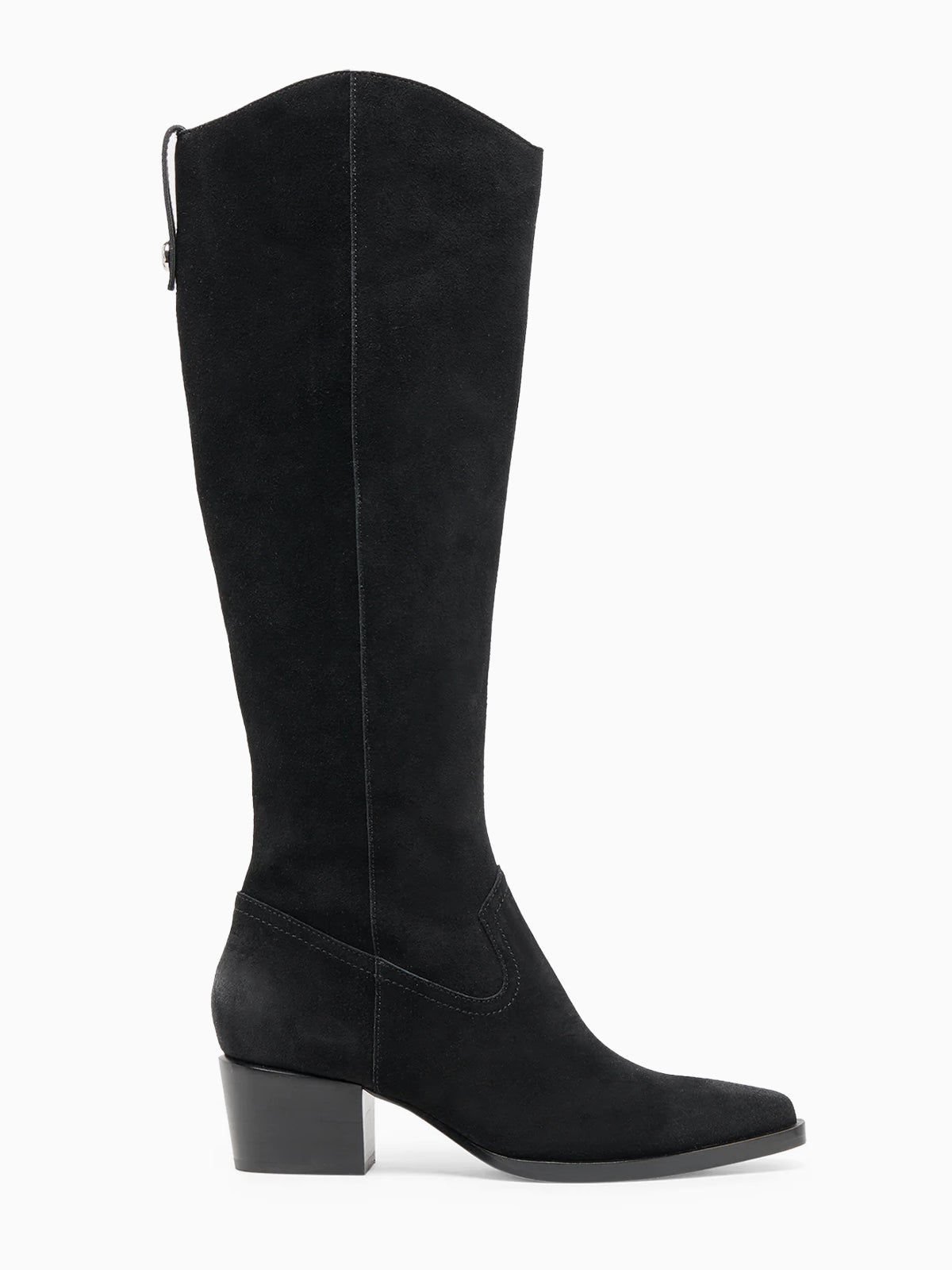 Coutgo Women Suede Black Wide Calf Knee Boots