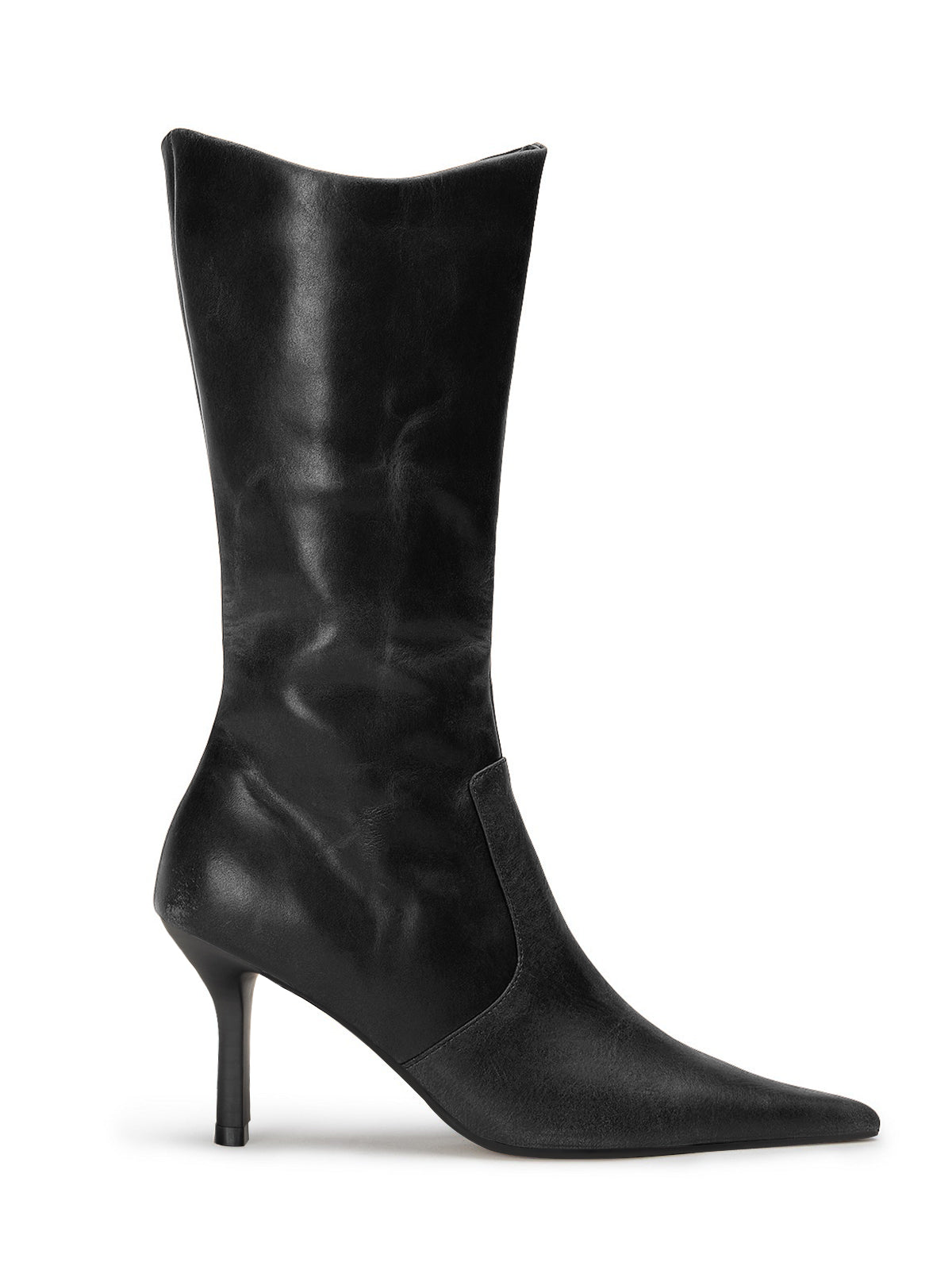 Coutgo Womens Black Mid Calf Boots