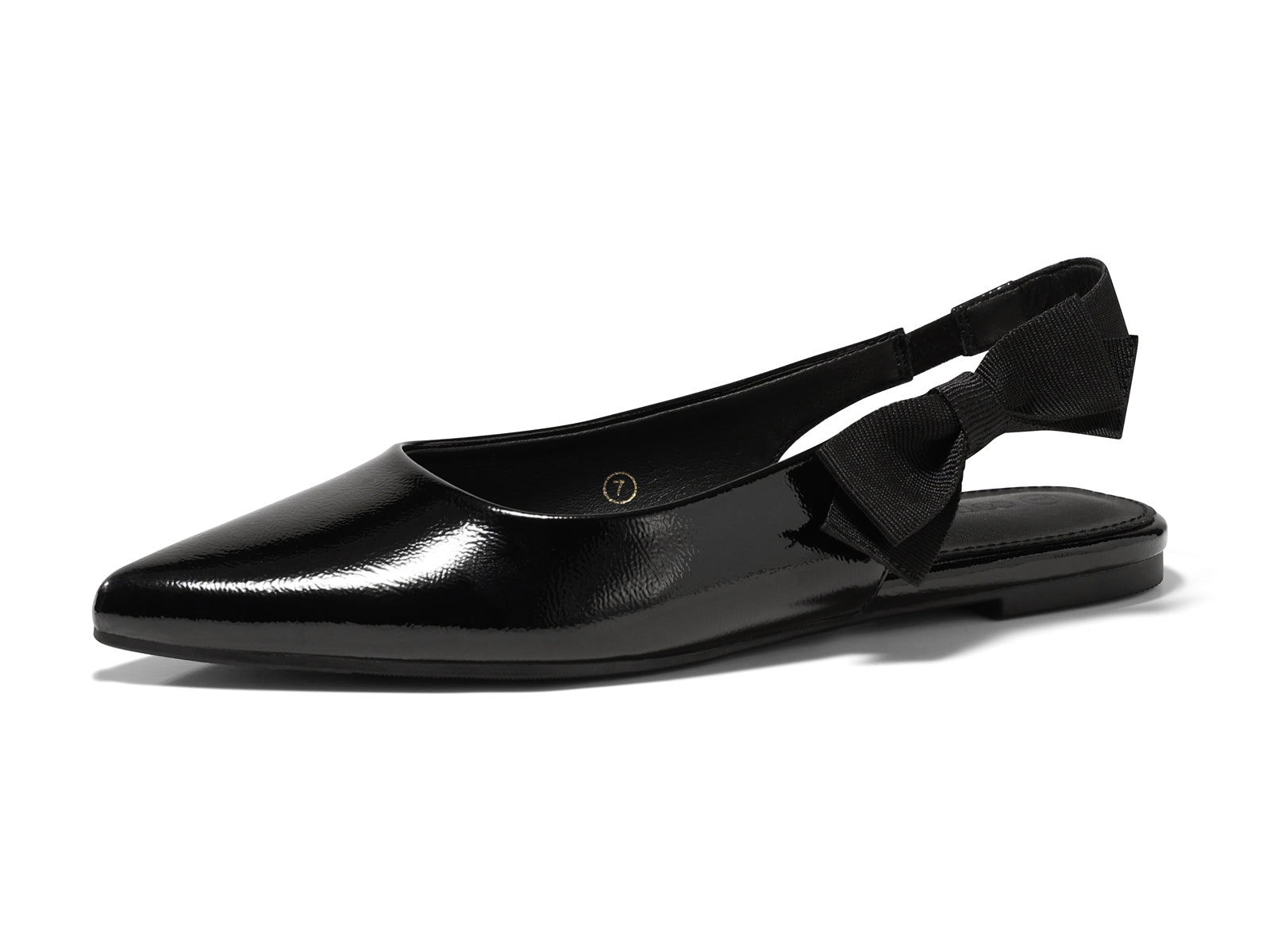 Coutgo Womens Black Bow Slingback Flats